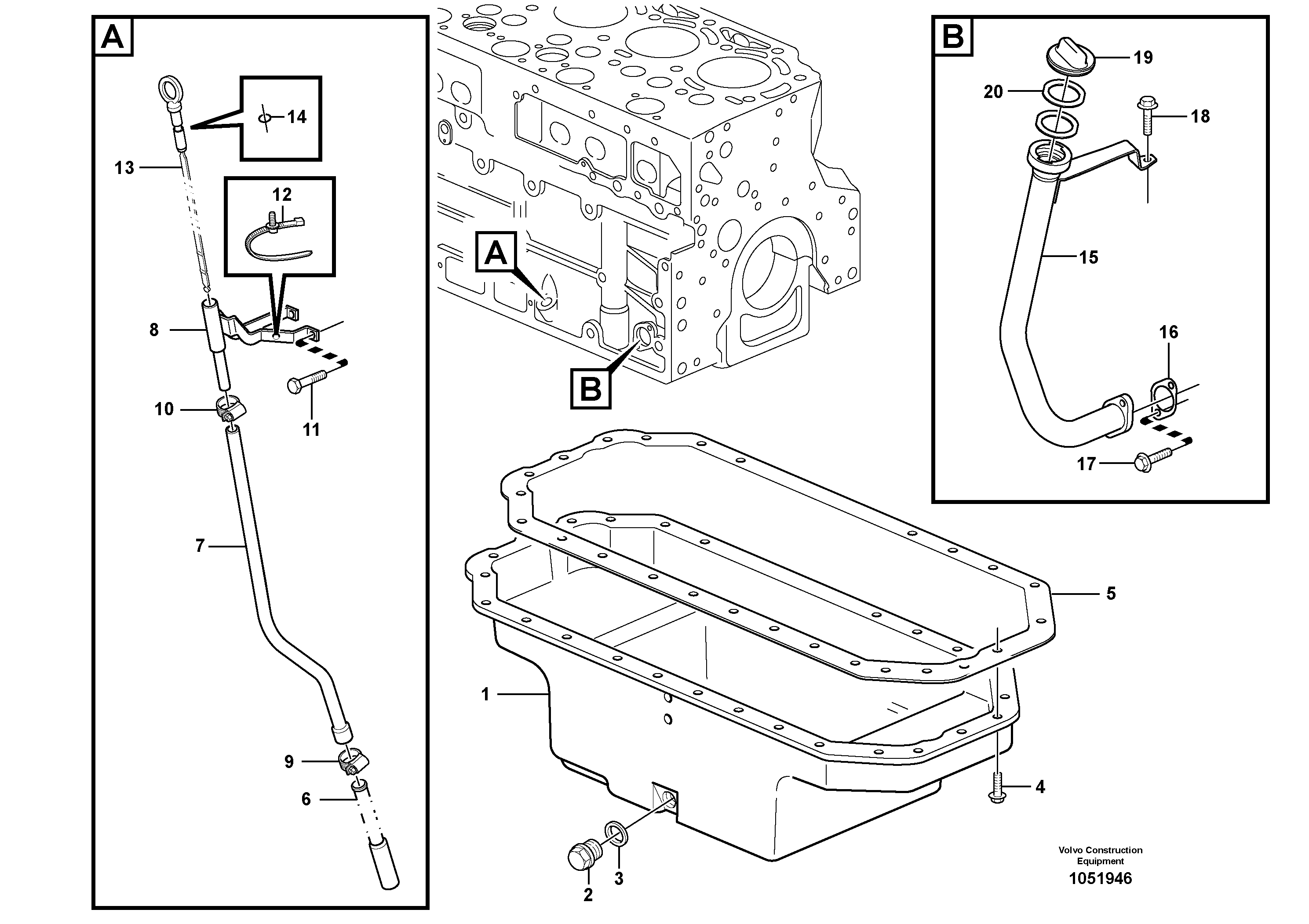 Схема запчастей Volvo ABG7820B - 29351 Oil sump ABG7820/ABG7820B ABG7820 S/N 21064-23058 ABG7820B S/N 23059 -