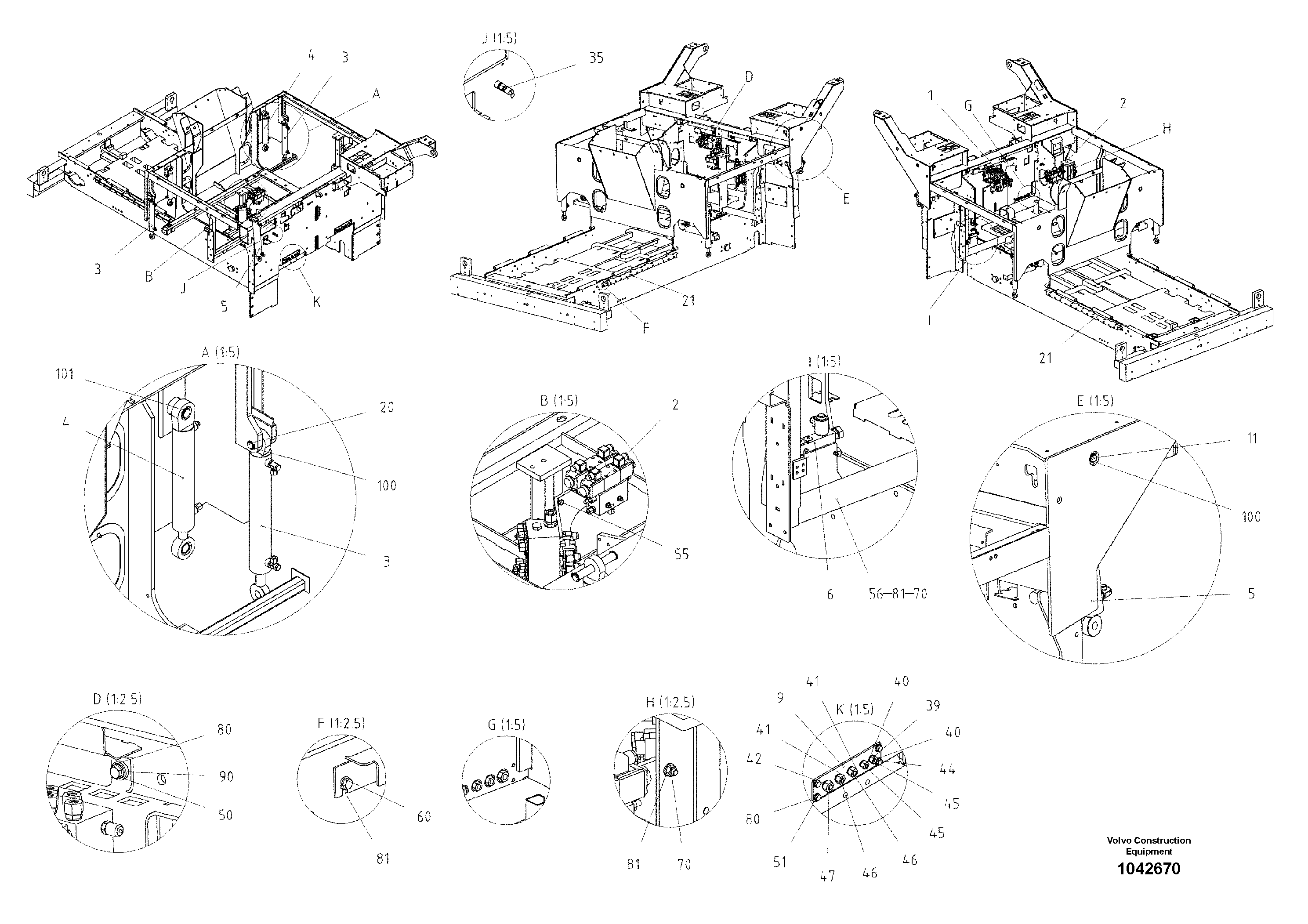 Схема запчастей Volvo ABG7820B - 98907 Valve And Cylinder ABG7820/ABG7820B ABG7820 S/N 21064-23058 ABG7820B S/N 23059 -