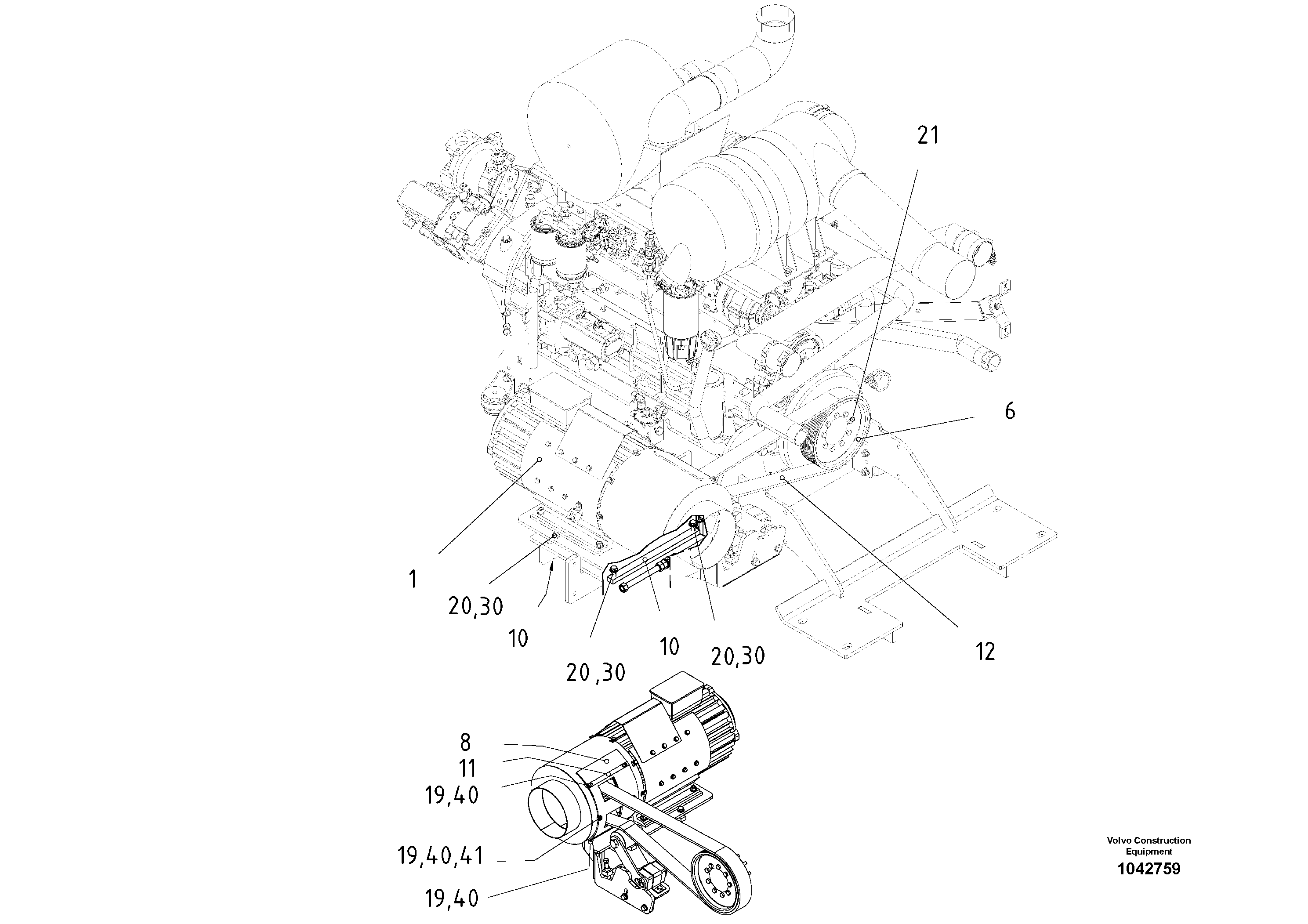 Схема запчастей Volvo ABG7820B - 69153 Alternator-mounting Engine ABG7820/ABG7820B ABG7820 S/N 21064-23058 ABG7820B S/N 23059 -