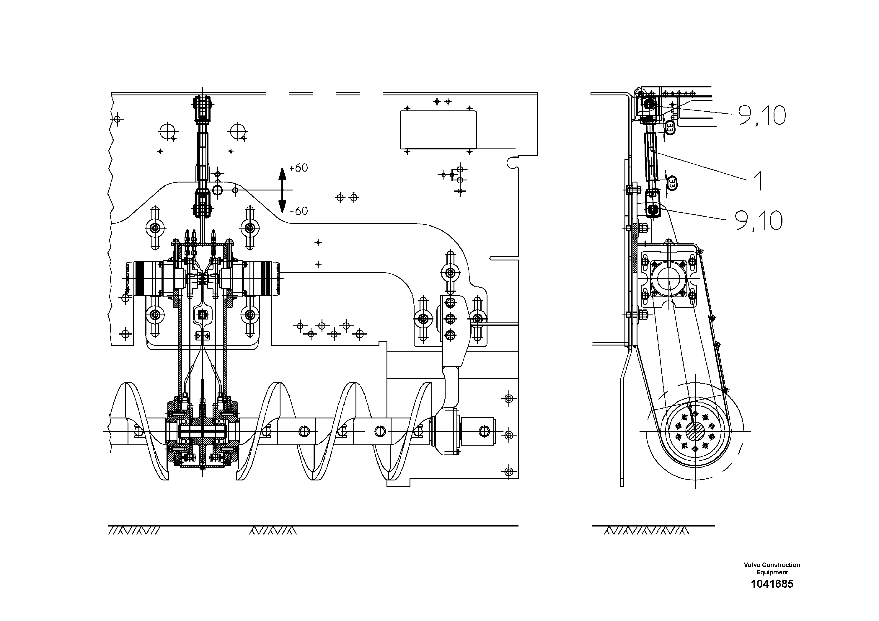 Схема запчастей Volvo ABG7820B - 42041 Mech. Auger Height Adjust ABG7820/ABG7820B ABG7820 S/N 21064-23058 ABG7820B S/N 23059 -