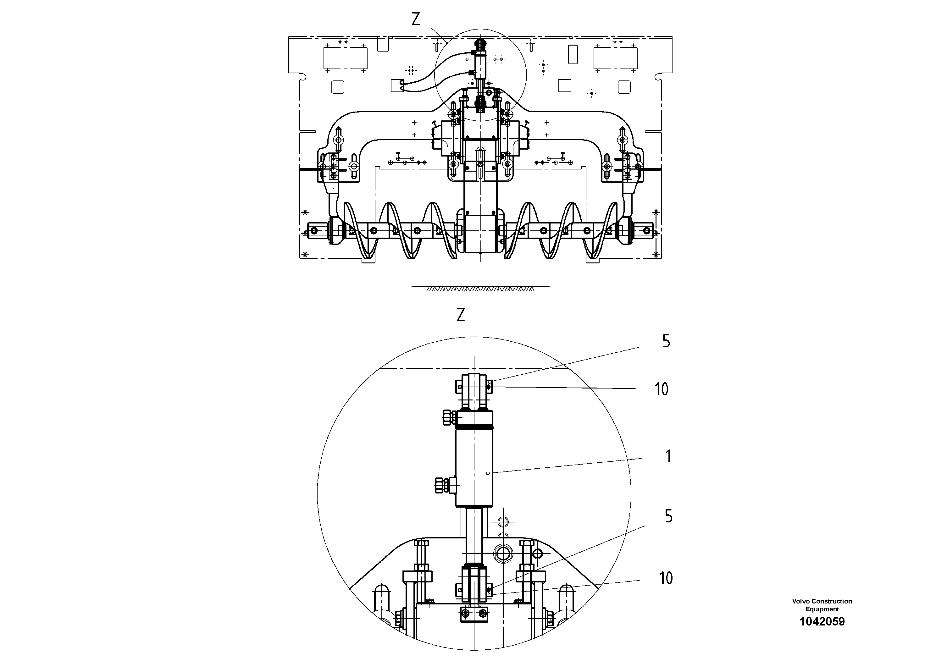 Схема запчастей Volvo ABG7820B - 42043 Cylinder Ground Auger ABG7820/ABG7820B ABG7820 S/N 21064-23058 ABG7820B S/N 23059 -