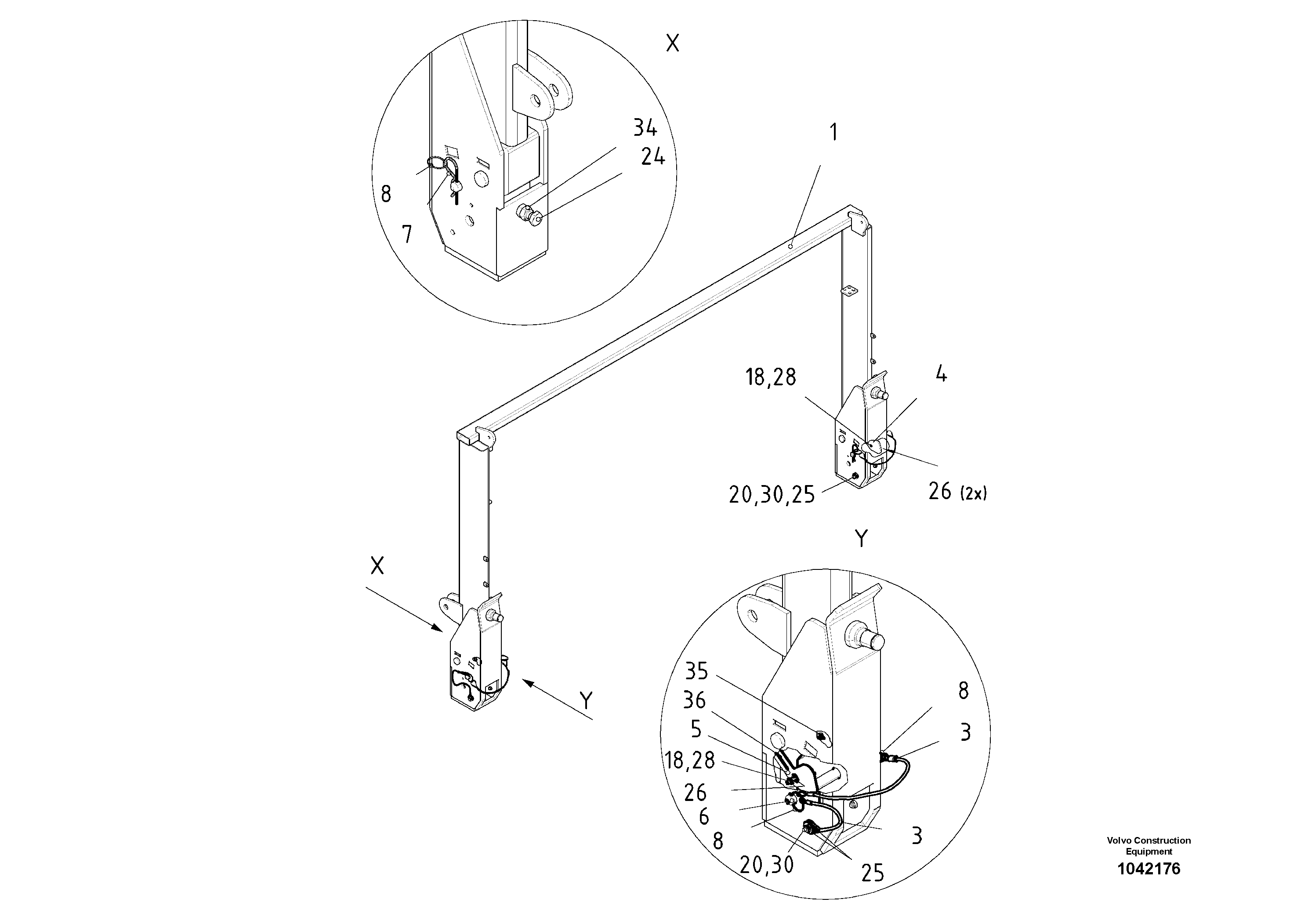 Схема запчастей Volvo ABG7820B - 85267 Roof Support ABG7820/ABG7820B ABG7820 S/N 21064-23058 ABG7820B S/N 23059 -