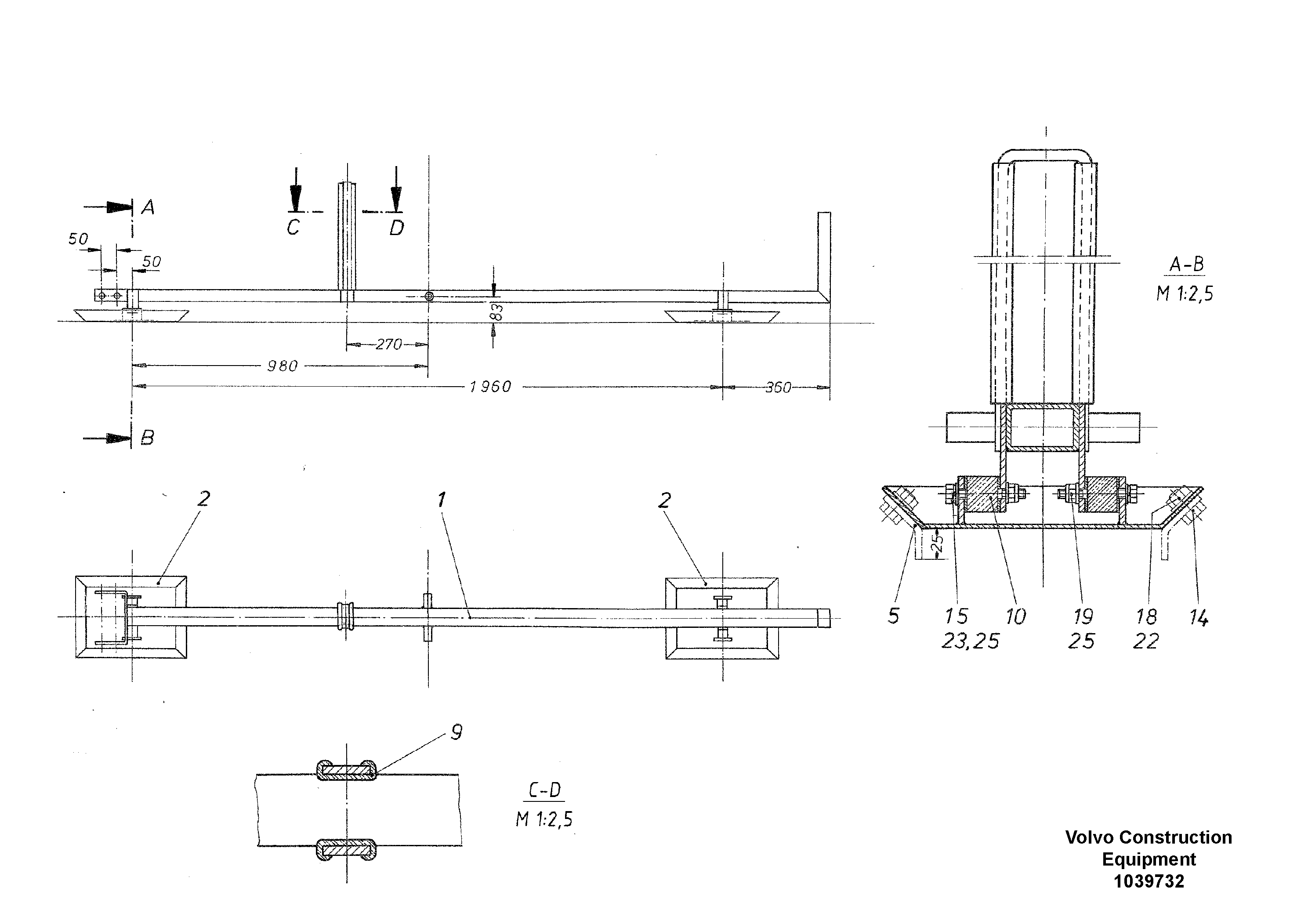 Схема запчастей Volvo ABG7820B - 45590 Multi-foot Levelling Beam ABG7820/ABG7820B ABG7820 S/N 21064-23058 ABG7820B S/N 23059 -