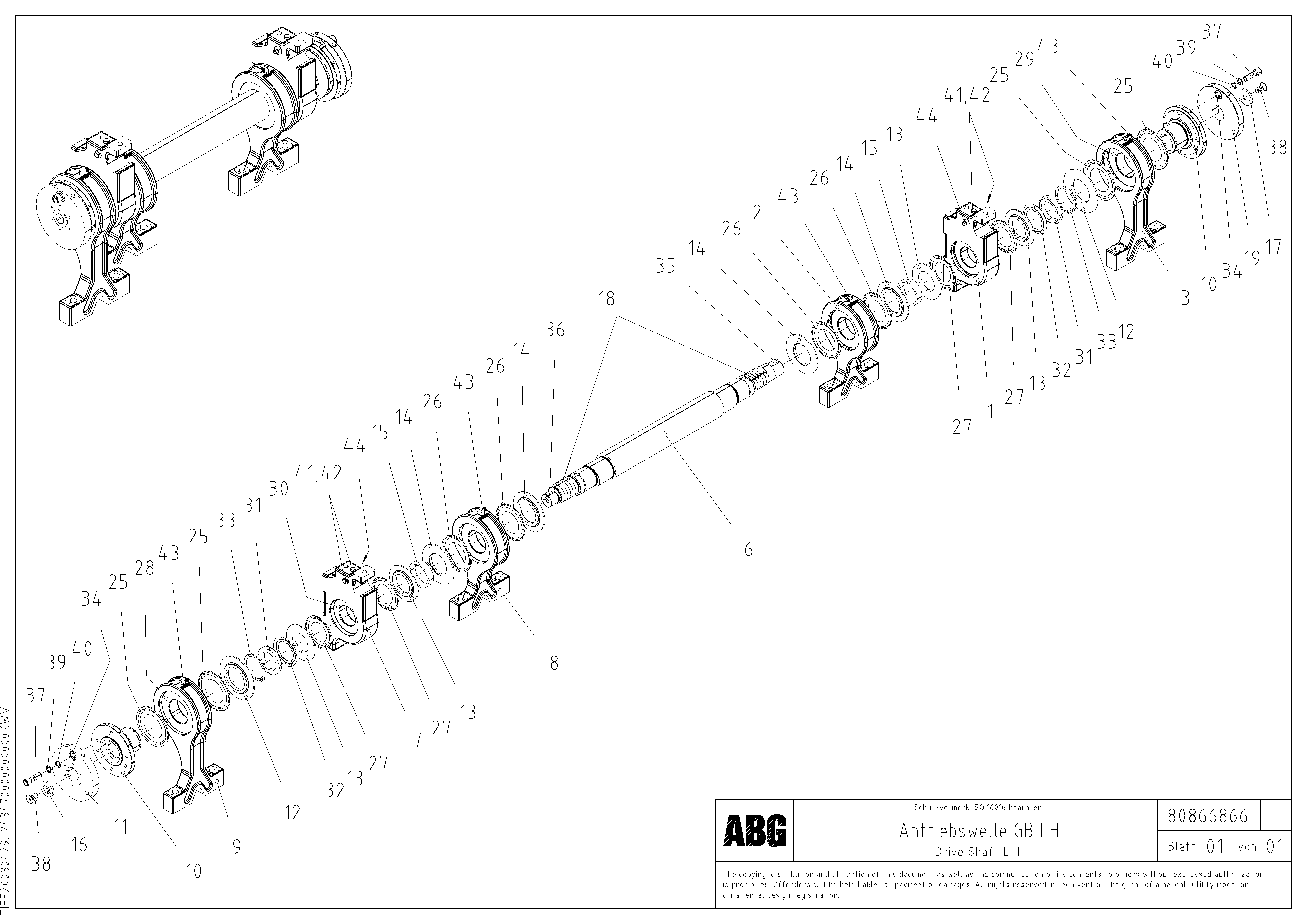 Схема запчастей Volvo ABG7820B - 73046 Tamper drive shaft for tamper/basic screed VDT-V 78 ETC ATT. SCREED 2,5 - 9,0 M ABG6820, ABG7820/ABG7820B