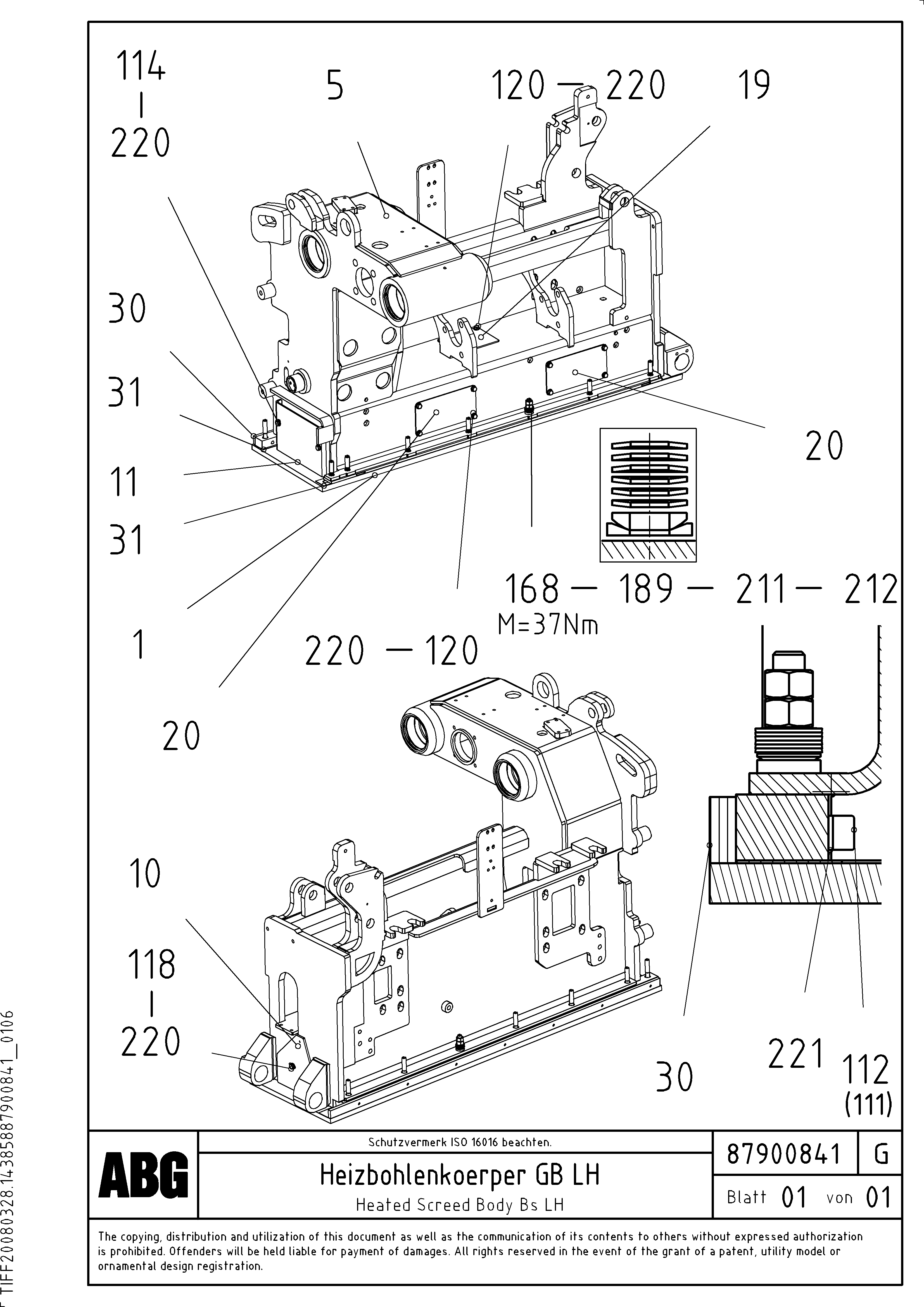 Схема запчастей Volvo ABG7820B - 76721 Heated body for basic screed VDT-V 78 ETC ATT. SCREED 2,5 - 9,0 M ABG6820, ABG7820/ABG7820B