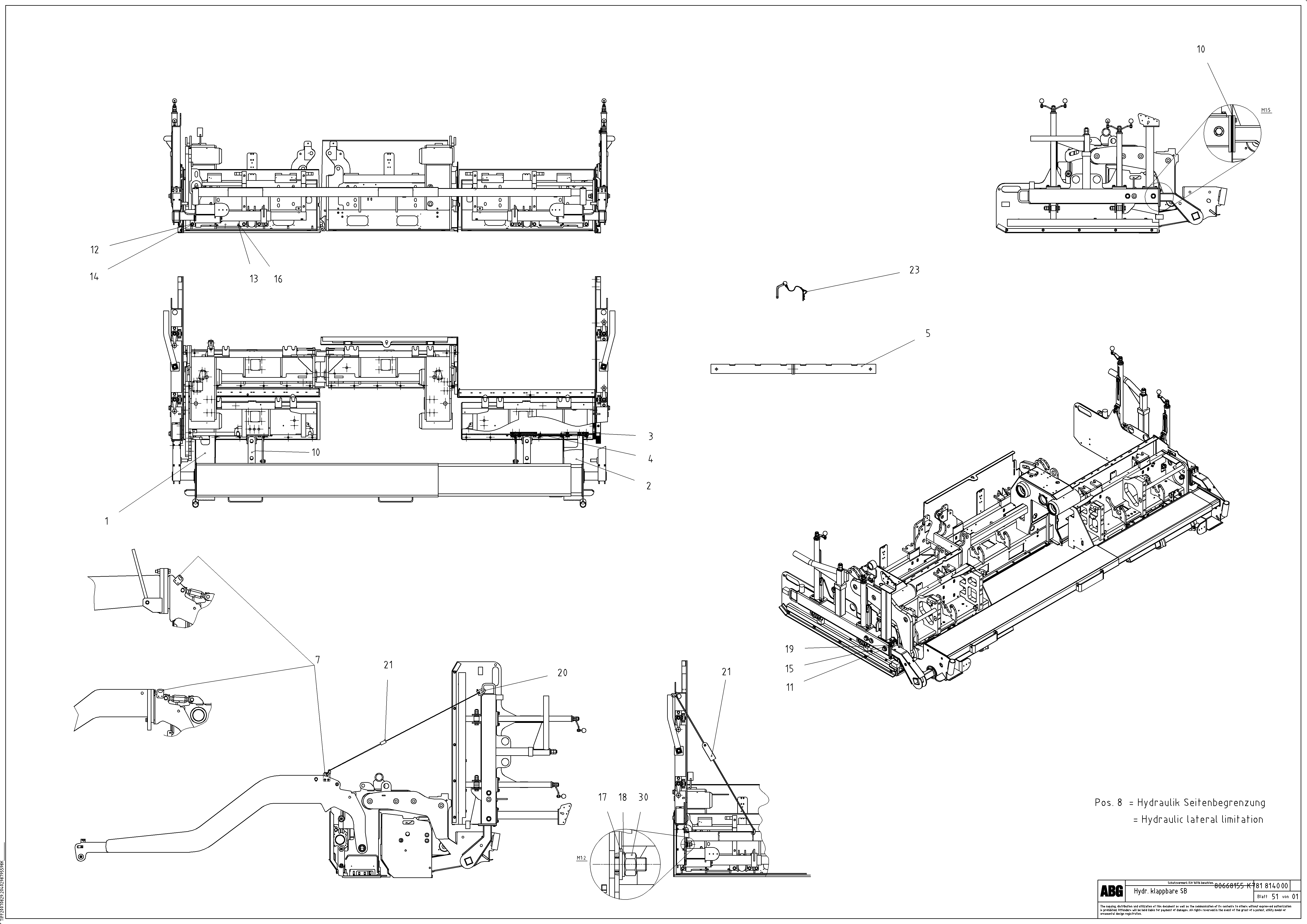 Схема запчастей Volvo ABG7820B - 75215 Hydraulic flapable lateral limitation VDT-V 78 ETC ATT. SCREED 2,5 - 9,0 M ABG6820, ABG7820/ABG7820B