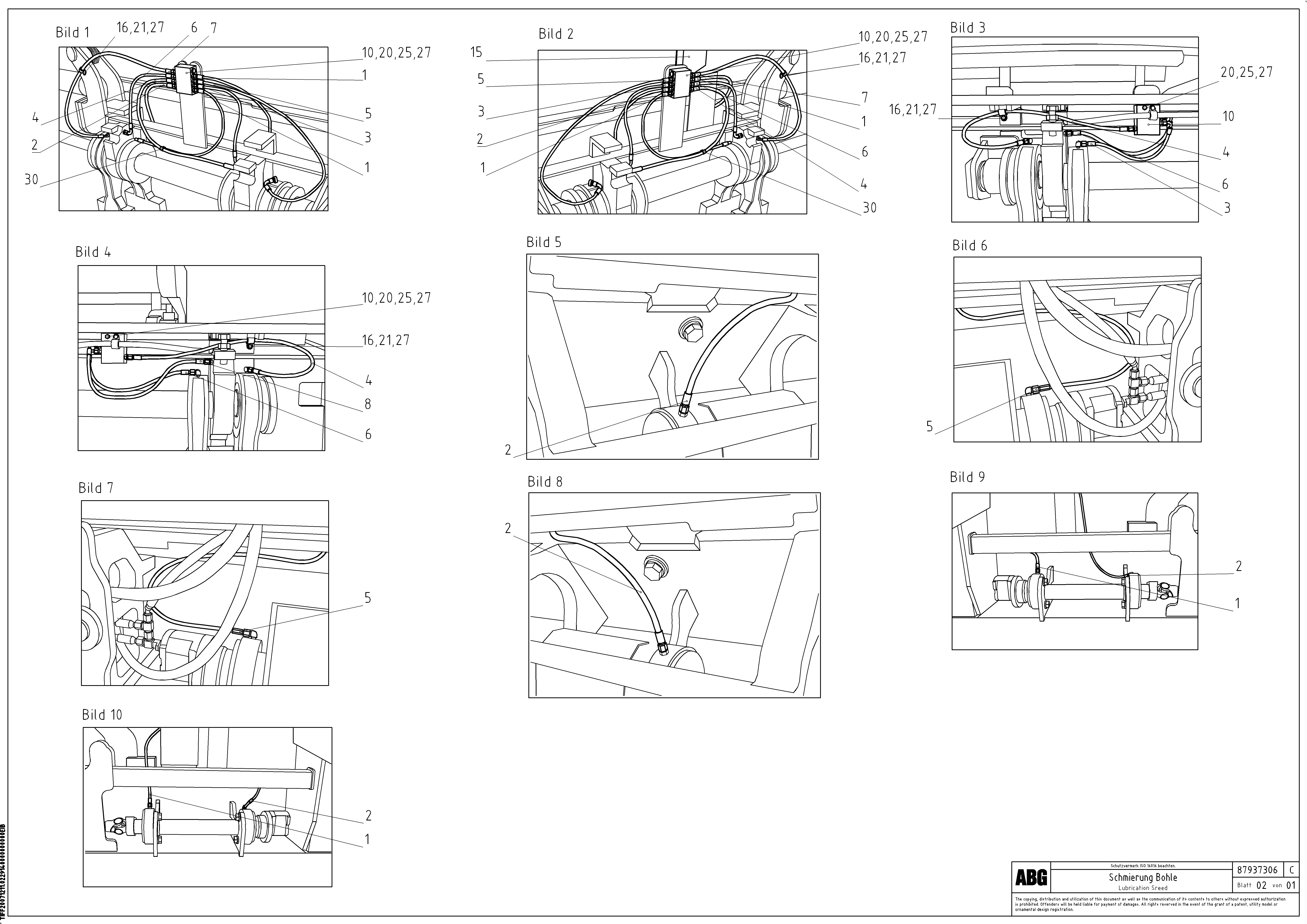 Схема запчастей Volvo ABG7820B - 96982 Screed Lubrication for basic and extandable screed VDT-V 78 ETC ATT. SCREED 2,5 - 9,0 M ABG6820, ABG7820/ABG7820B