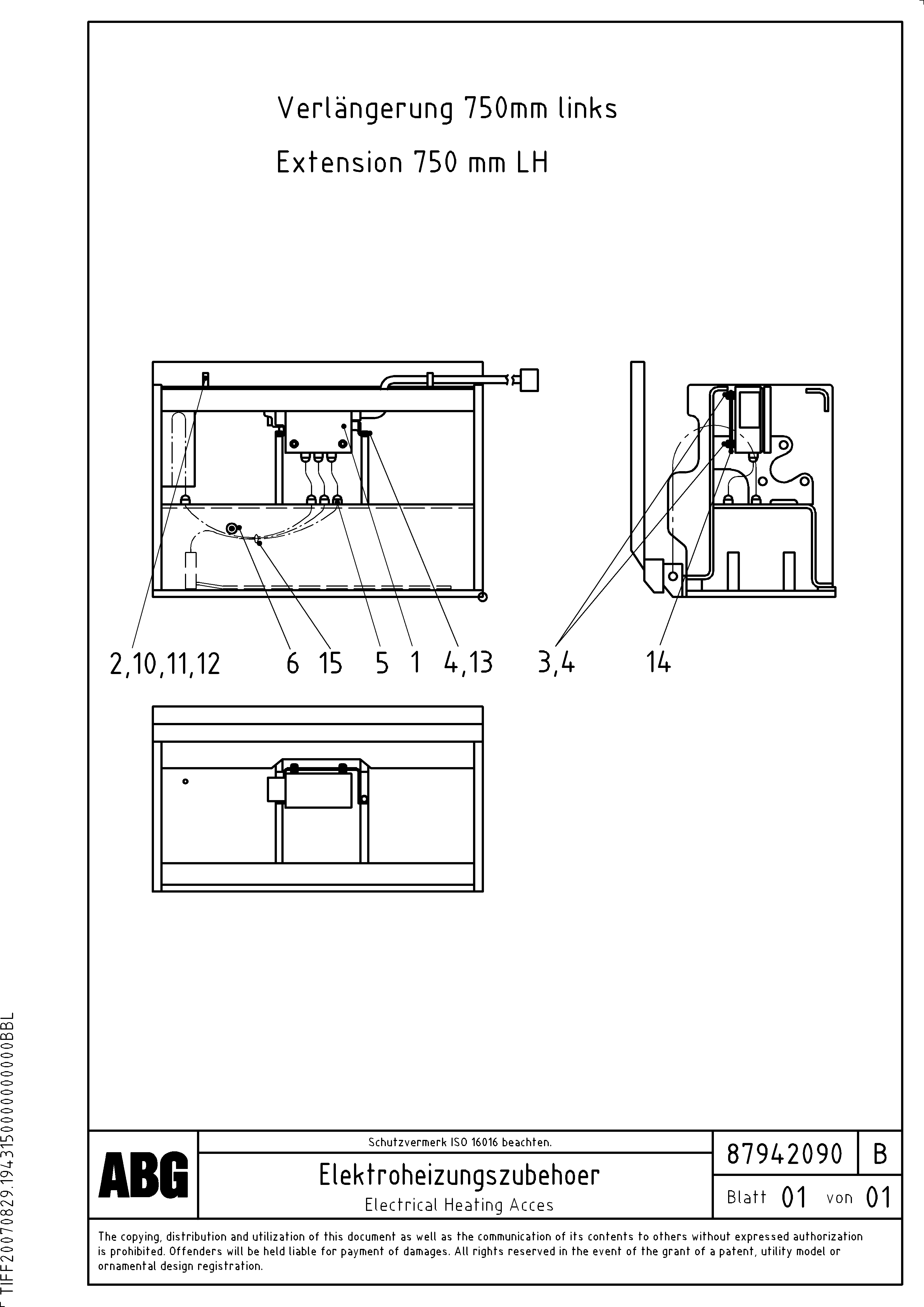 Схема запчастей Volvo ABG7820B - 80597 Electrical heating acces for extension VDT-V 78 ETC ATT. SCREED 2,5 - 9,0 M ABG6820, ABG7820/ABG7820B