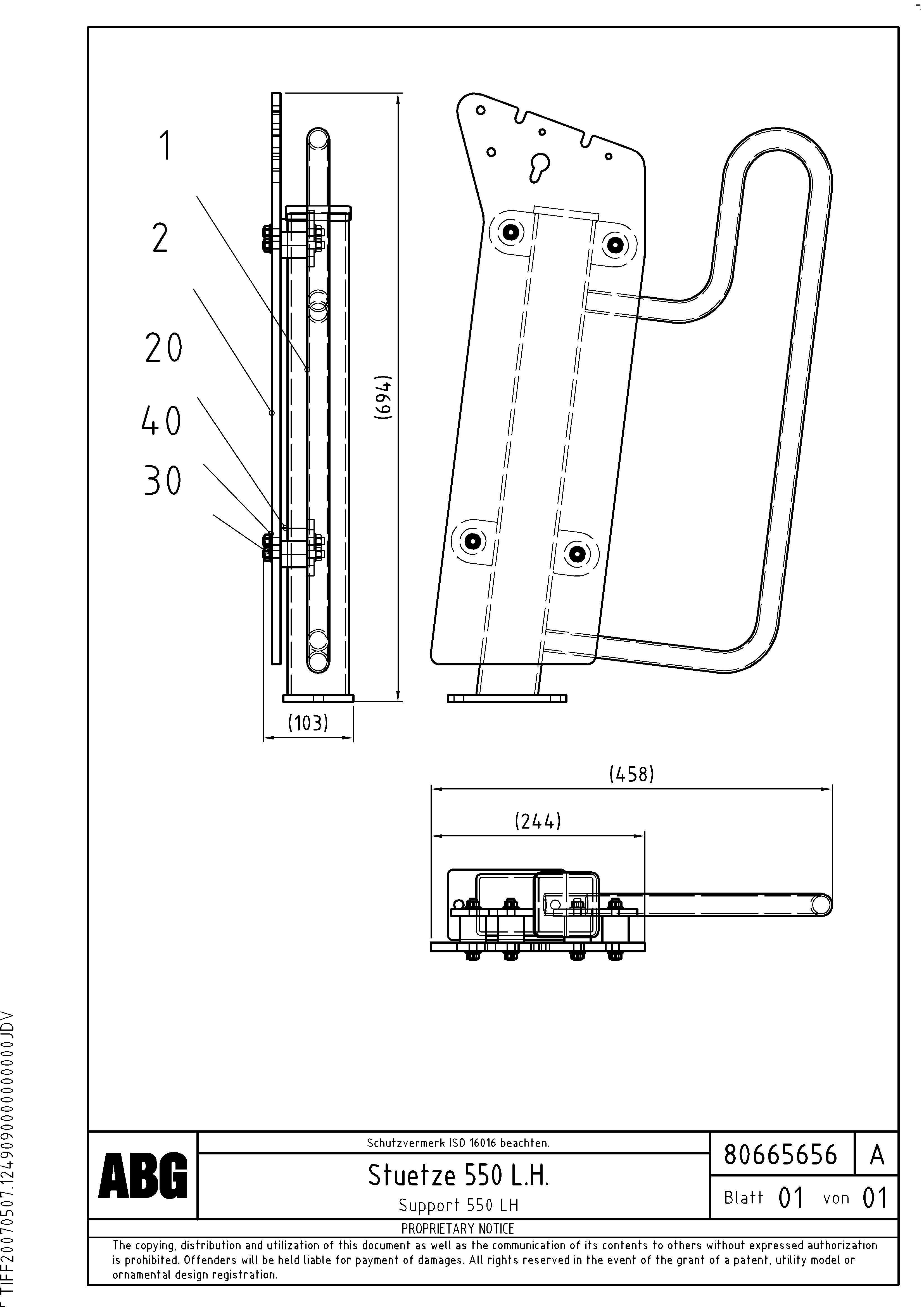 Схема запчастей Volvo ABG7820B - 74305 Support 550 for the external control panel, EPM VB 88 ETC ATT. SCREED 3,0 - 10,0M ABG6820, ABG7820/ABG7820B