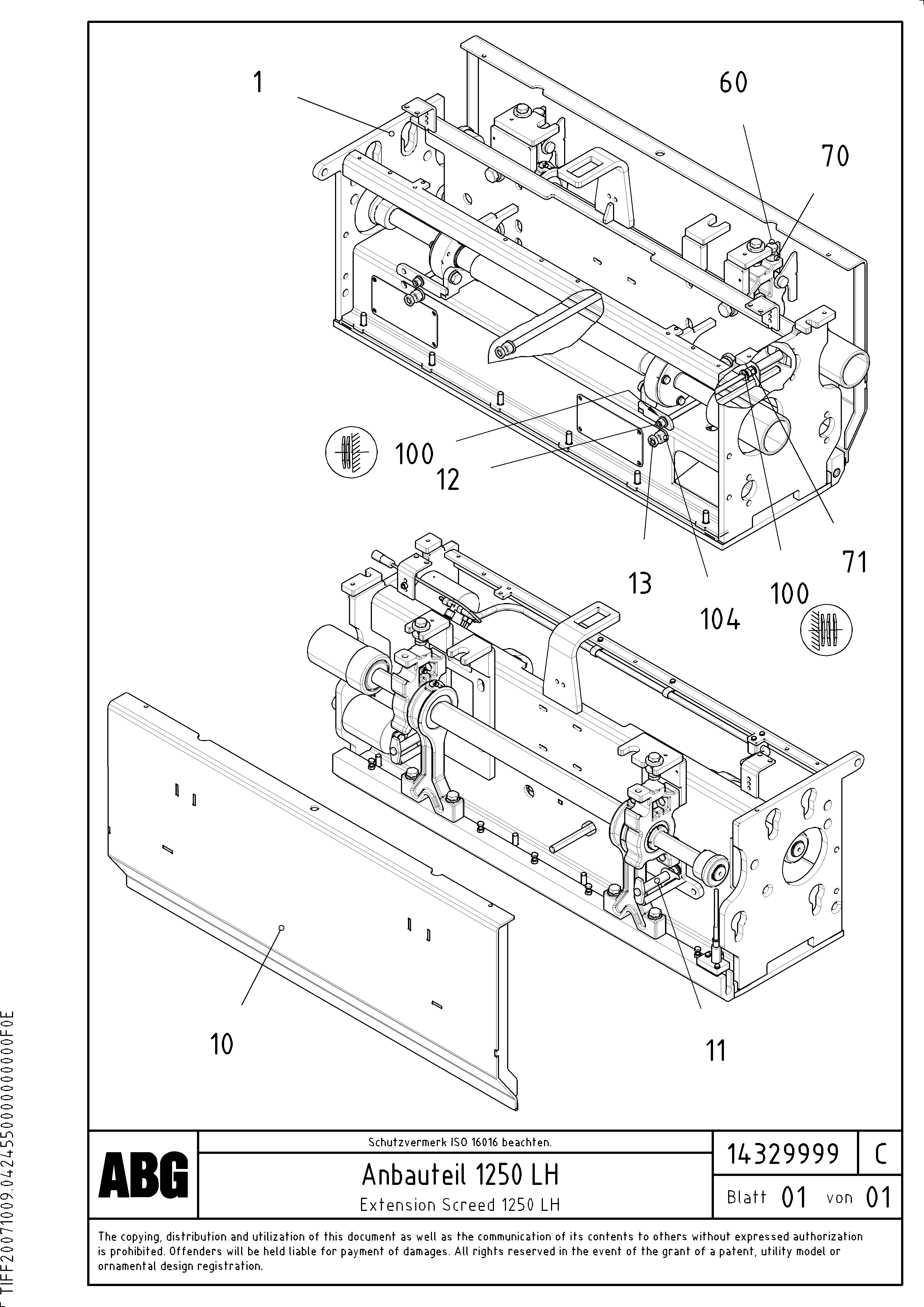 Схема запчастей Volvo ABG7820B - 73308 Extension screed VB 88 ETC ATT. SCREED 3,0 - 10,0M ABG6820, ABG7820/ABG7820B