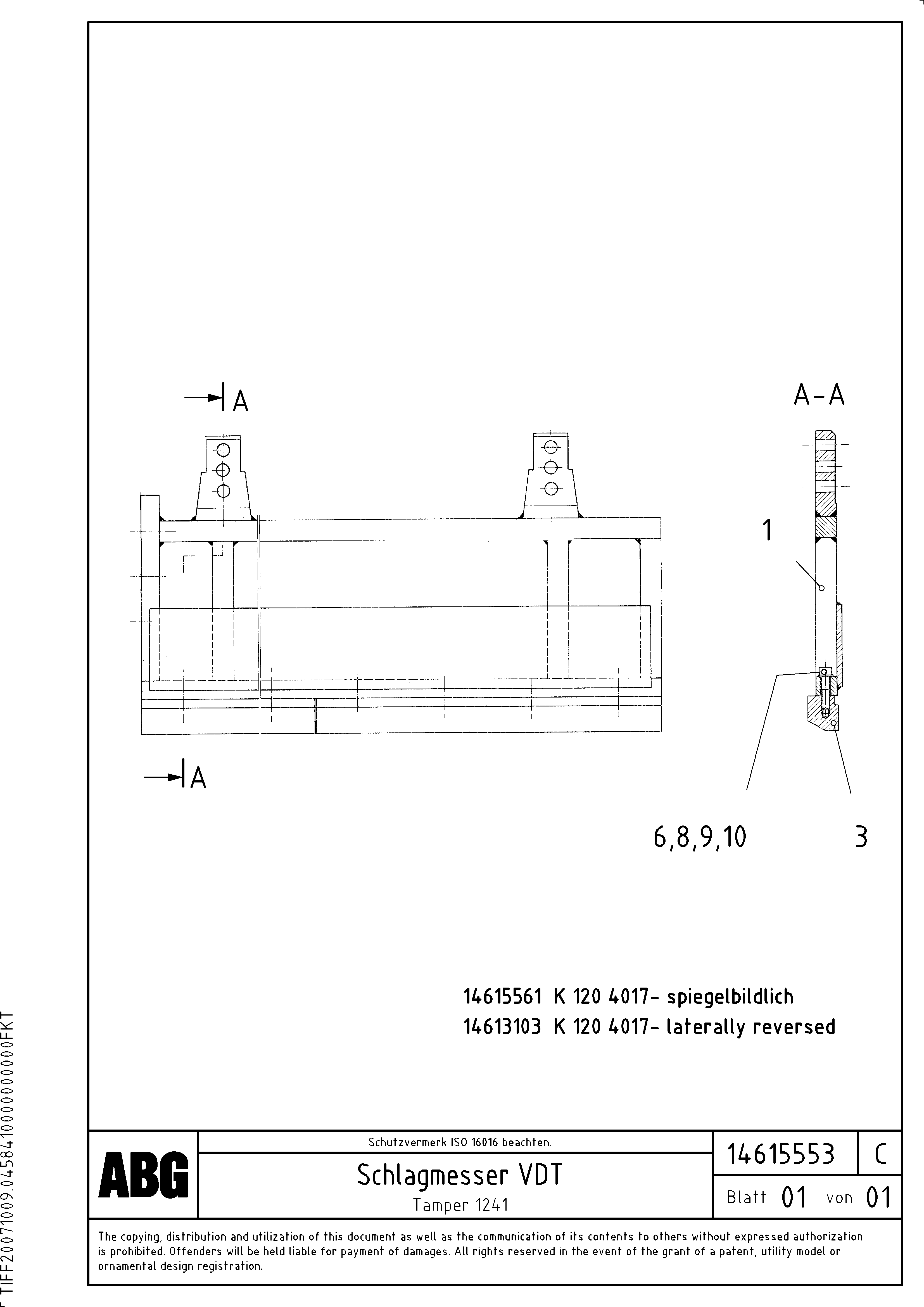 Схема запчастей Volvo ABG7820B - 85919 Tamper for extension VDT 121 ATT. SCREED 2,5 - 9,0 M ABG7820/ABG7820B