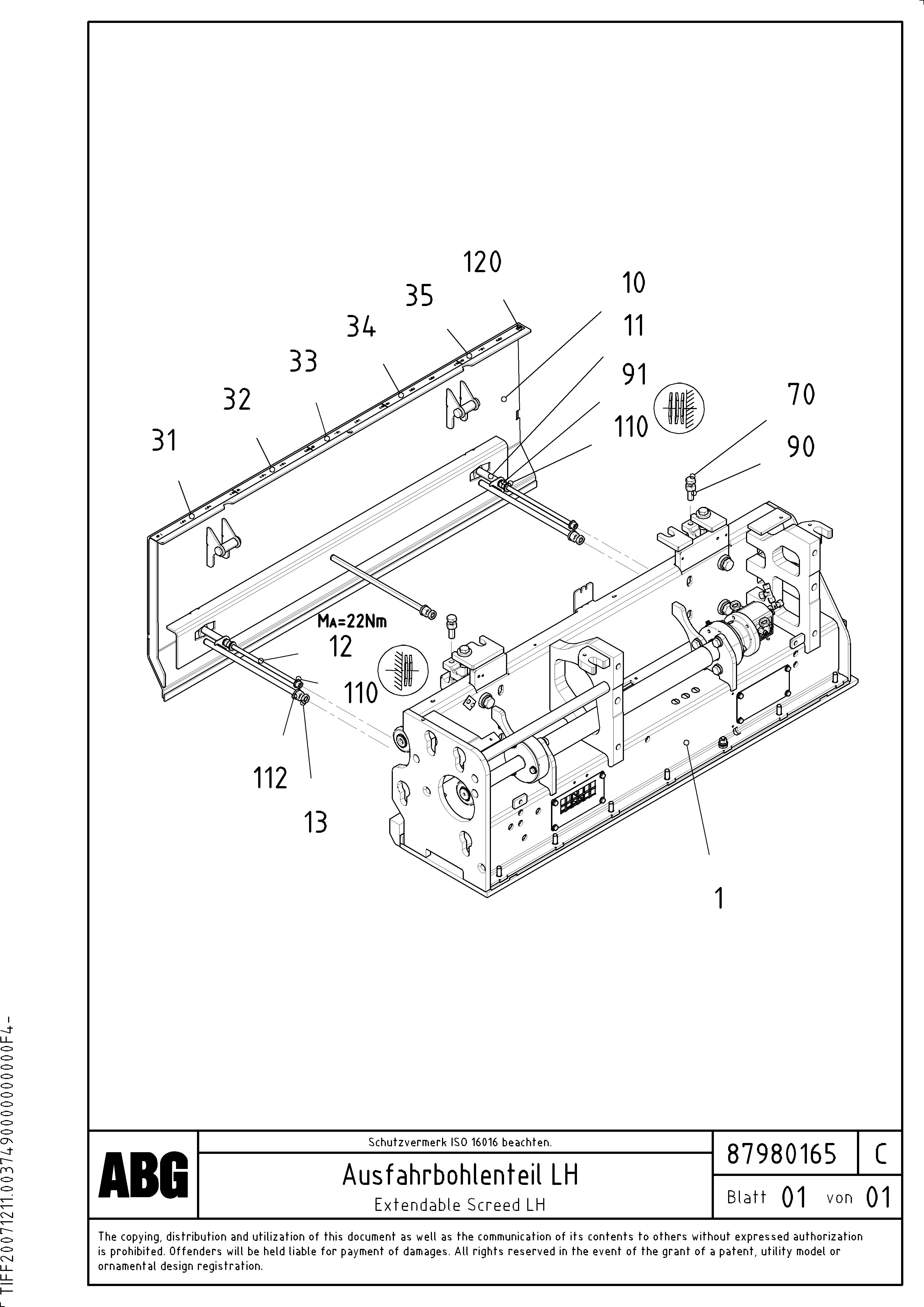 Схема запчастей Volvo ABG7820B - 75608 Extendable screed VB 88 GTC ATT. SCREEDS 3,0 -10,0M ABG6820, ABG7820/ABG7820B