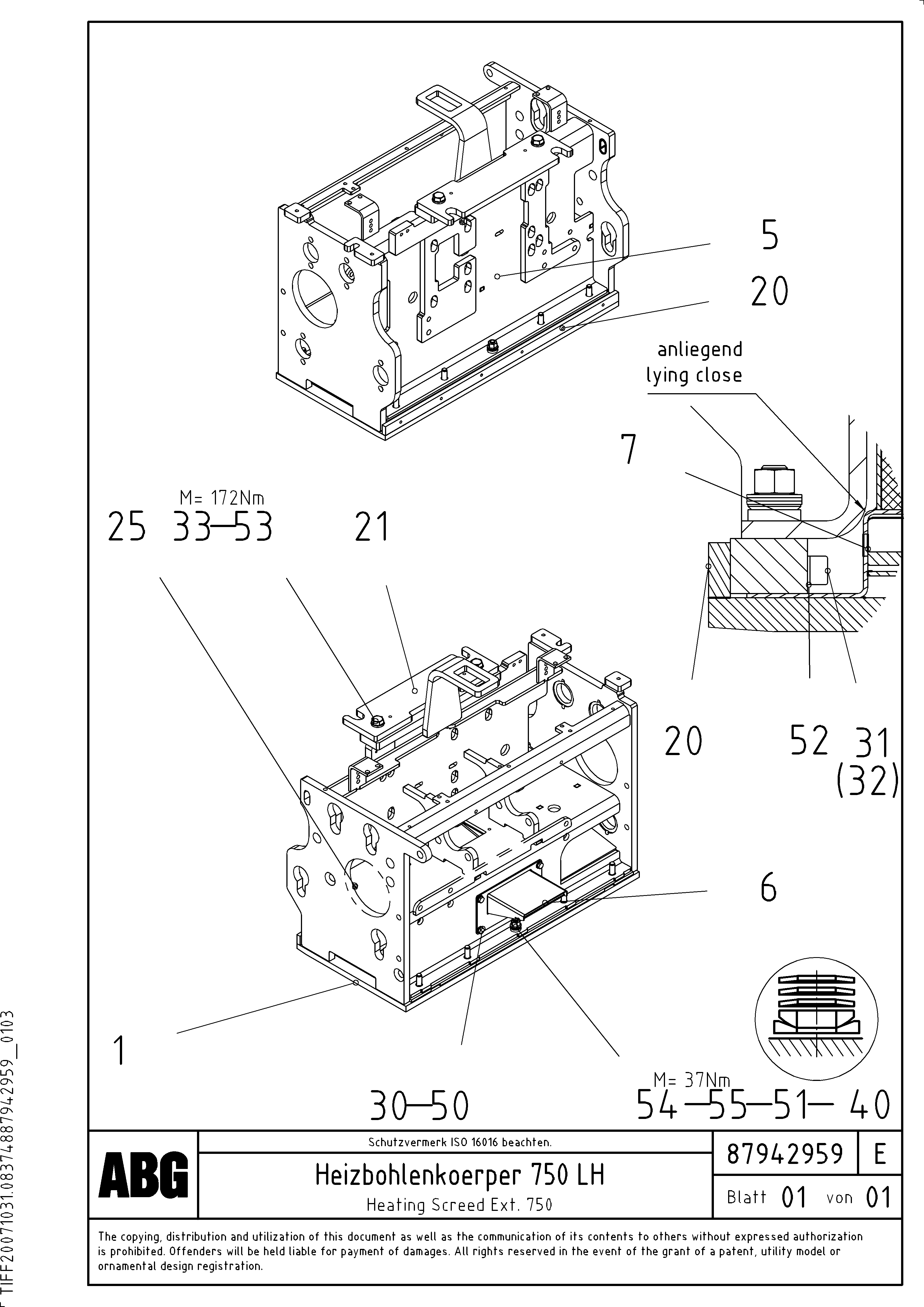 Схема запчастей Volvo ABG7820B - 68381 Heating screed for extension VB 88 GTC ATT. SCREEDS 3,0 -10,0M ABG6820, ABG7820/ABG7820B