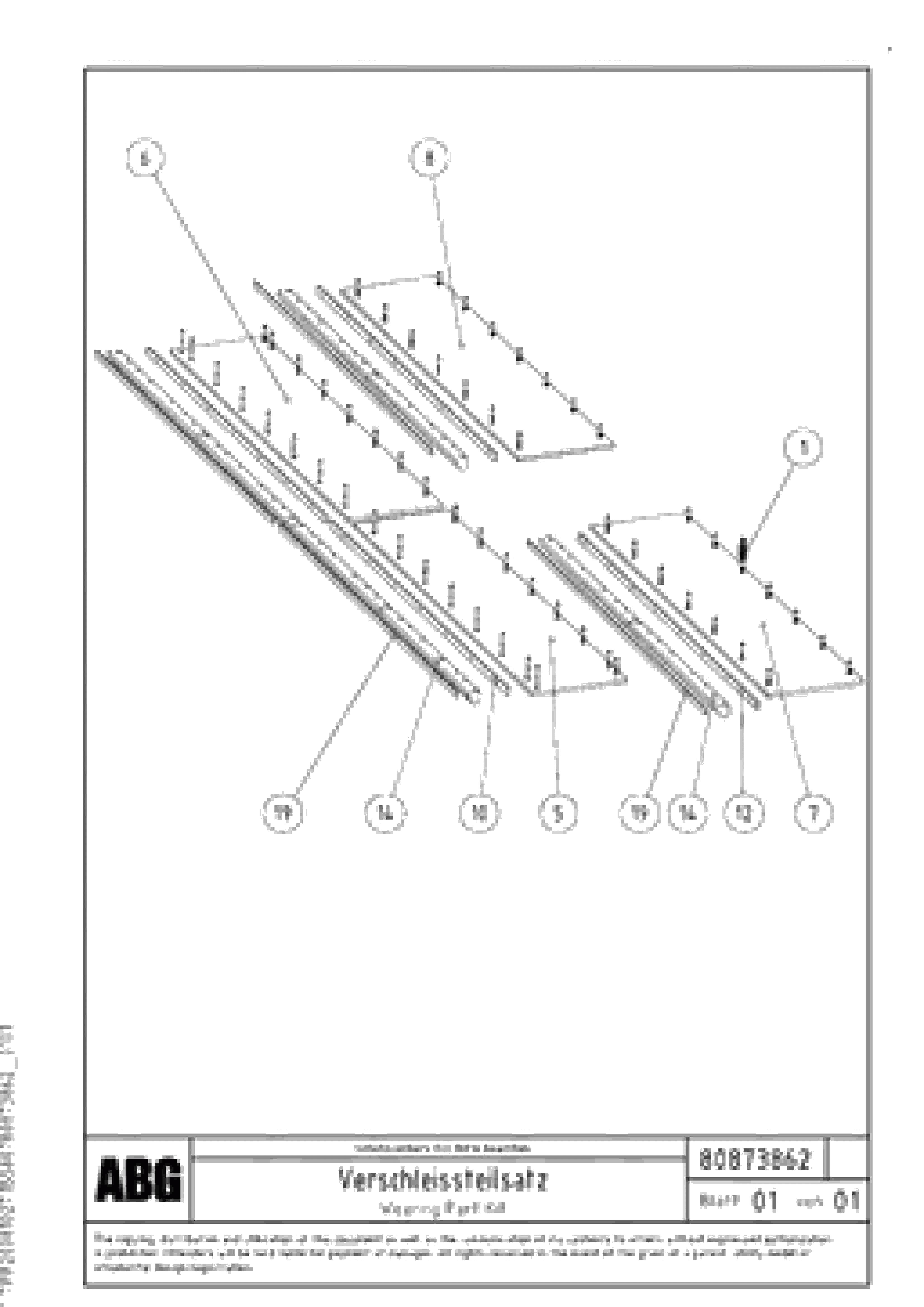 Схема запчастей Volvo ABG7820B - 68195 Wearing Part VB 88 GTC ATT. SCREEDS 3,0 -10,0M ABG6820, ABG7820/ABG7820B
