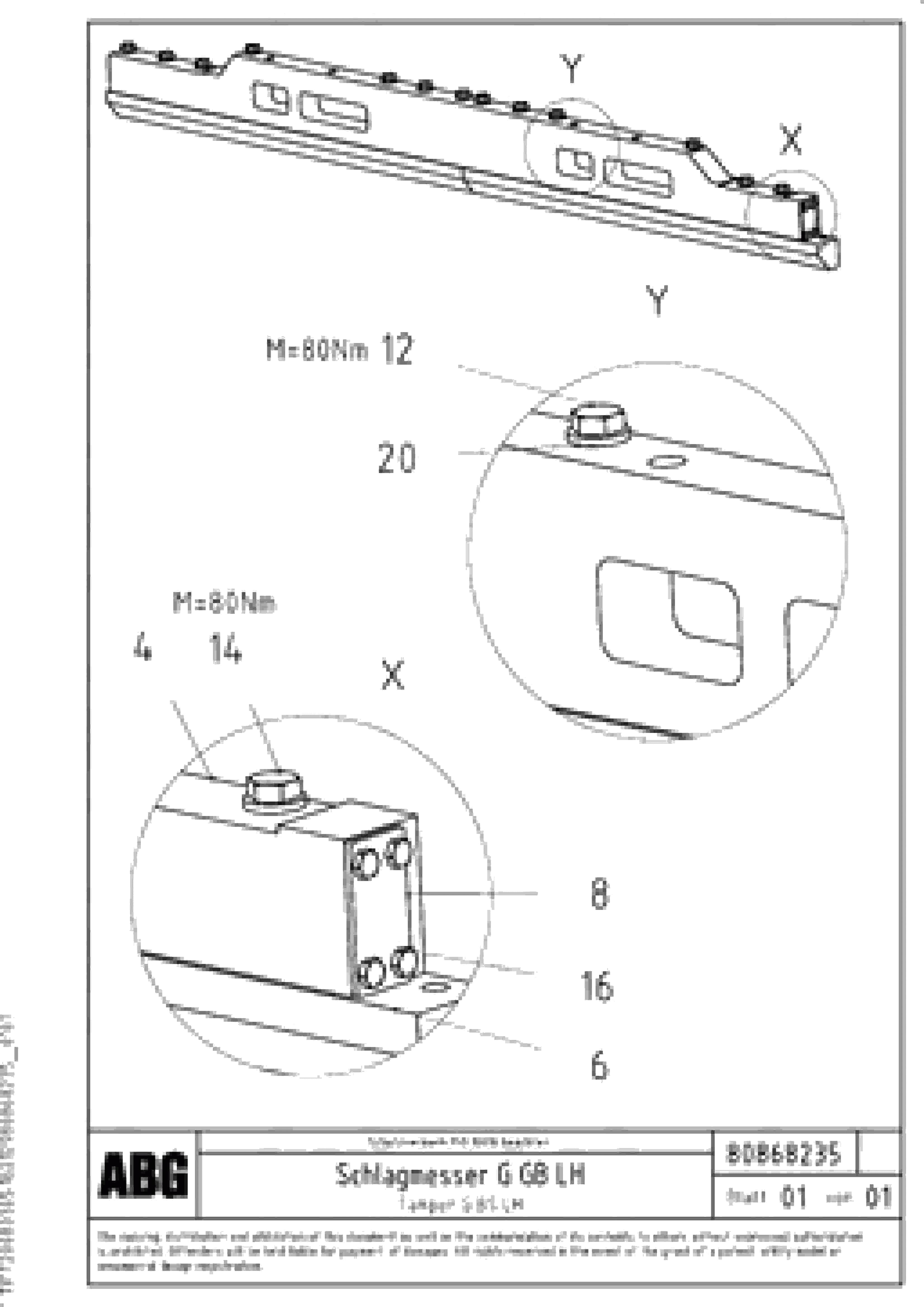 Схема запчастей Volvo ABG7820B - 80737 Tamper knife on basic screed VDT-V 88 GTC ATT. SCREEDS 3,0 - 9,0M ABG7820/ABG780B