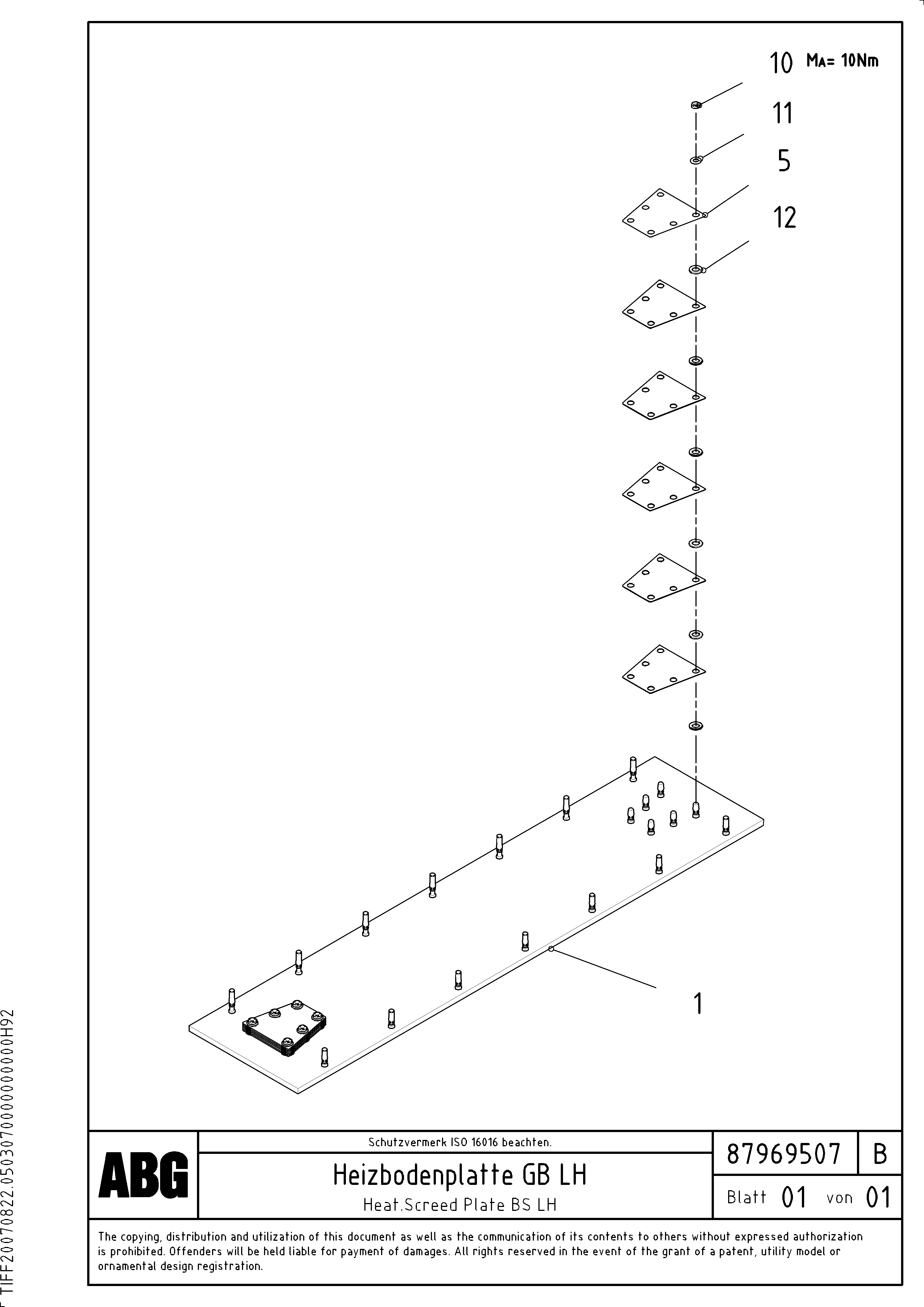 Схема запчастей Volvo ABG7820B - 80907 Heated screed plate for basic screed VDT-V 88 GTC ATT. SCREEDS 3,0 - 9,0M ABG7820/ABG780B