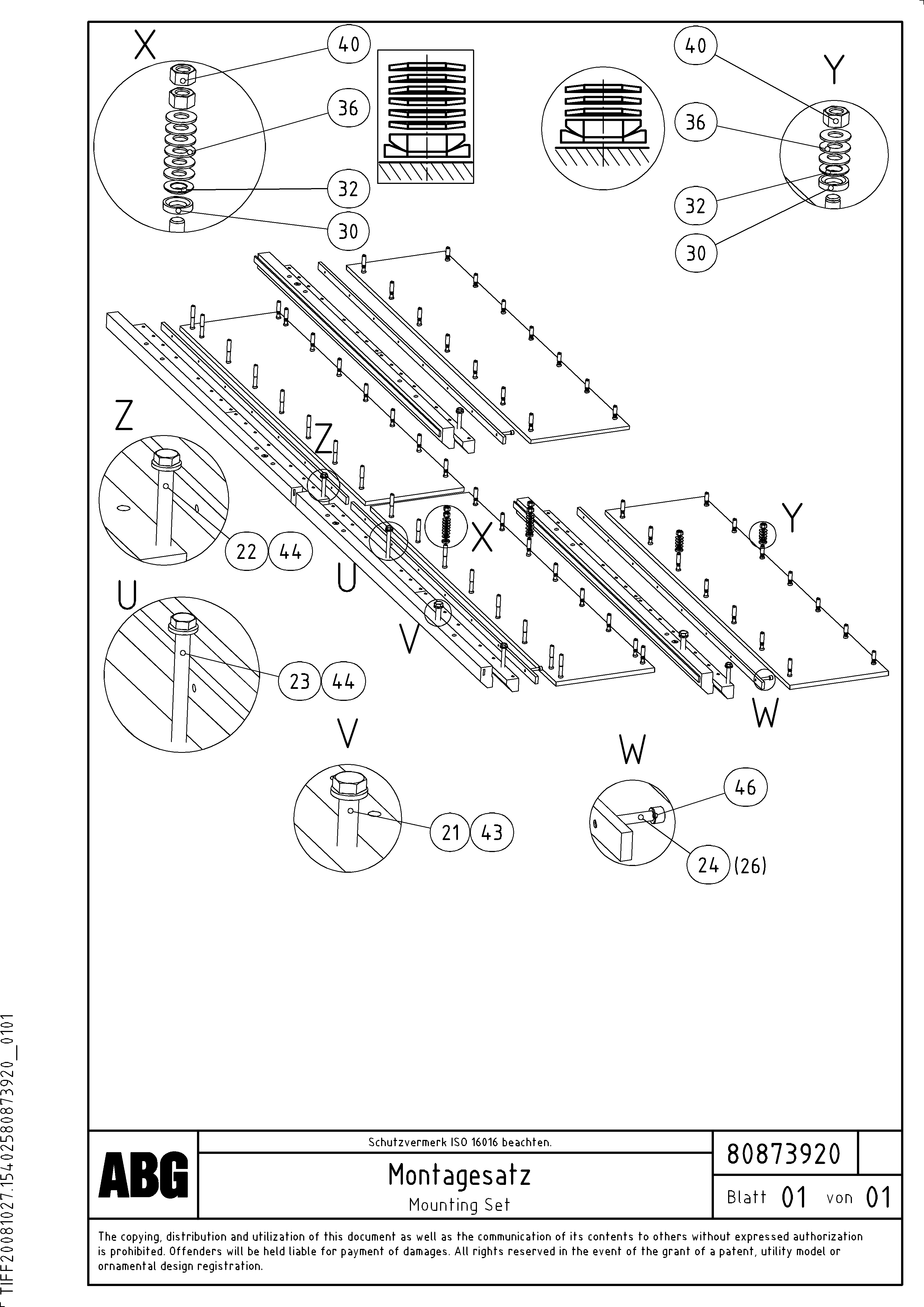 Схема запчастей Volvo ABG7820B - 75300 Mounting Set VDT-V 88 GTC ATT. SCREEDS 3,0 - 9,0M ABG7820/ABG780B