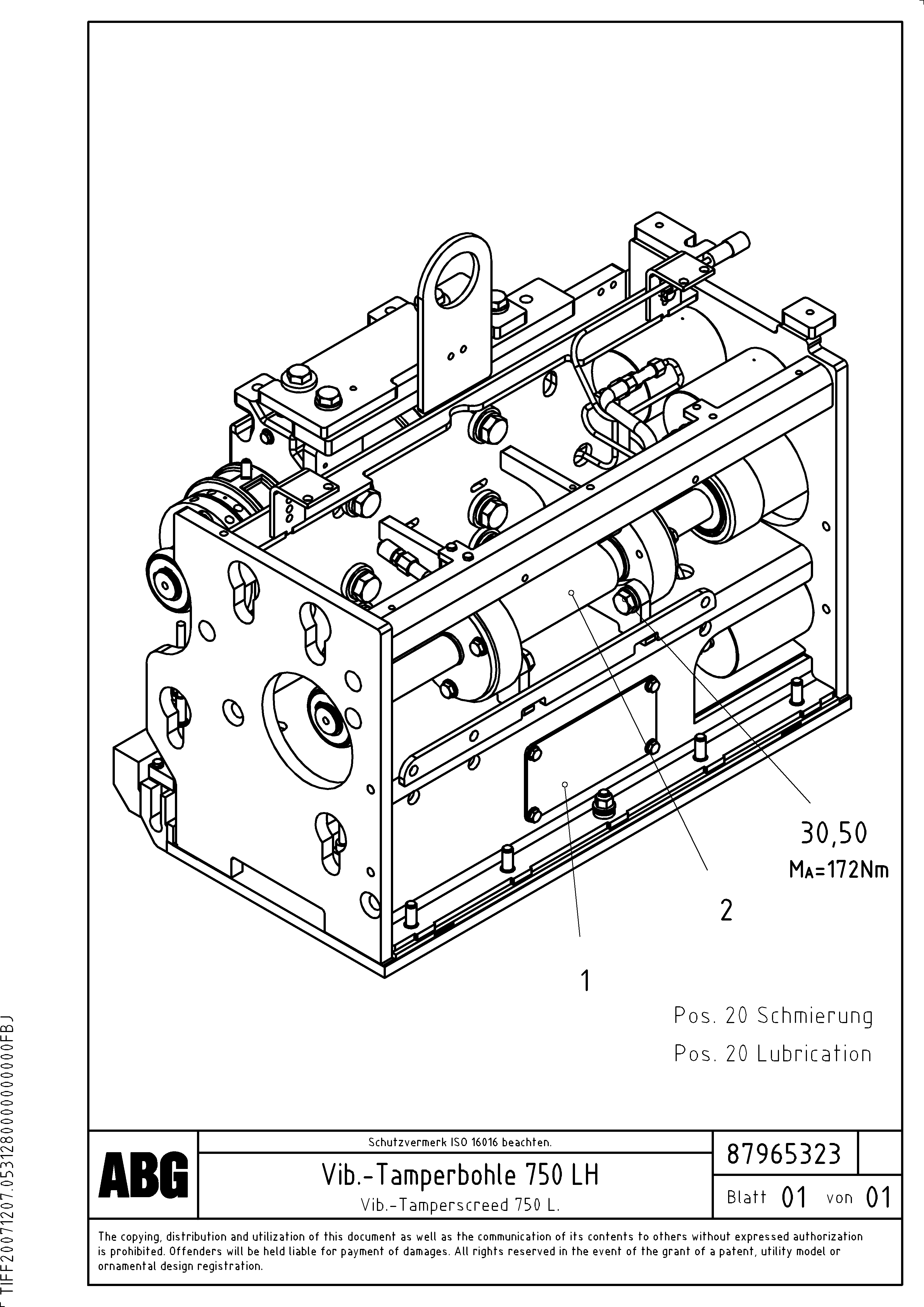 Схема запчастей Volvo ABG7820B - 74943 Vibratory - tamper screed for extension VDT-V 88 ETC ATT. SCREEDS 3,0 - 9,0M ABG7820, ABG7820B