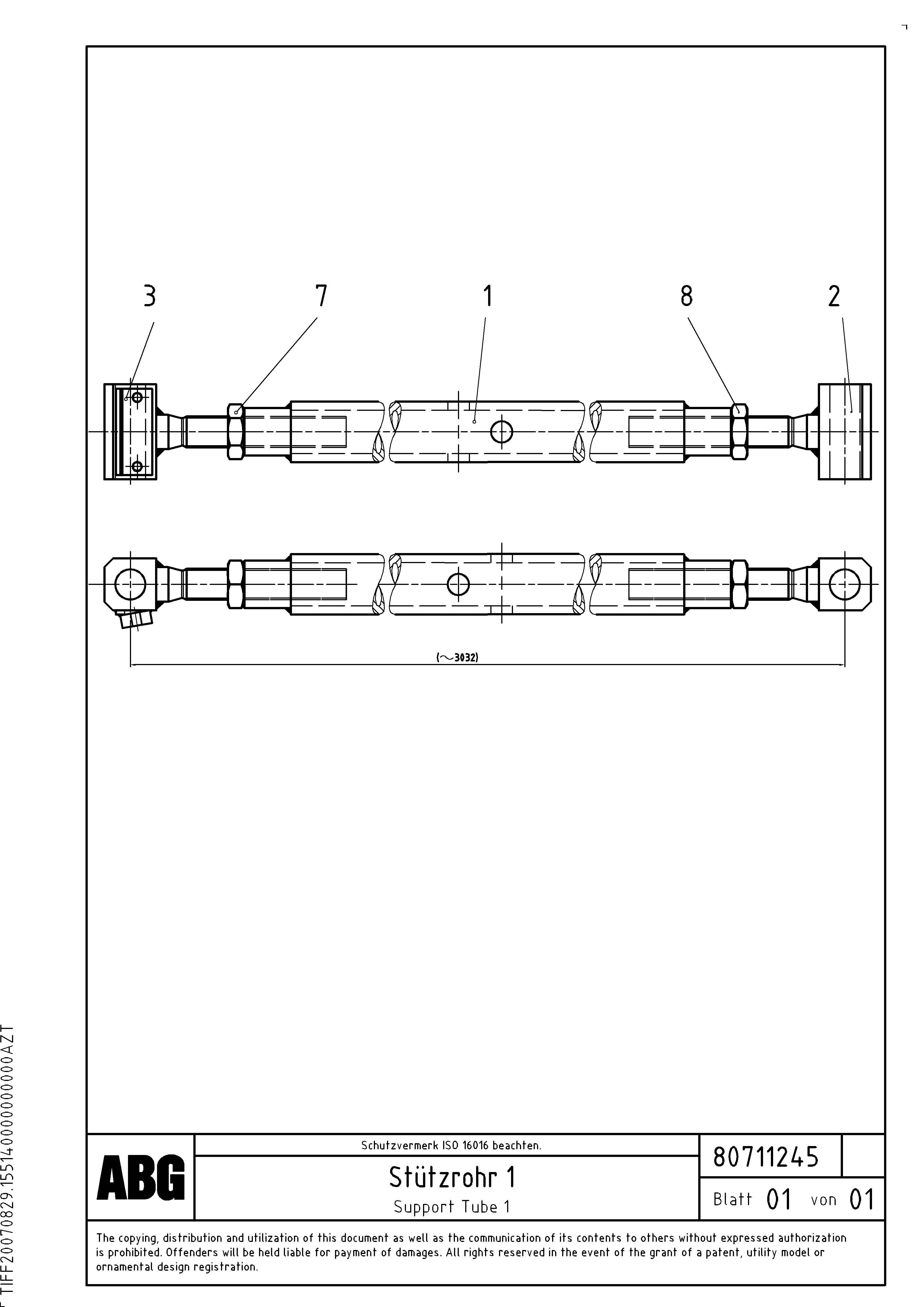 Схема запчастей Volvo ABG7820B - 75761 Support tube for extendable screed MB 122 ATT. SCREEDS 2,5 -10,0M ABG7820, ABG7820B
