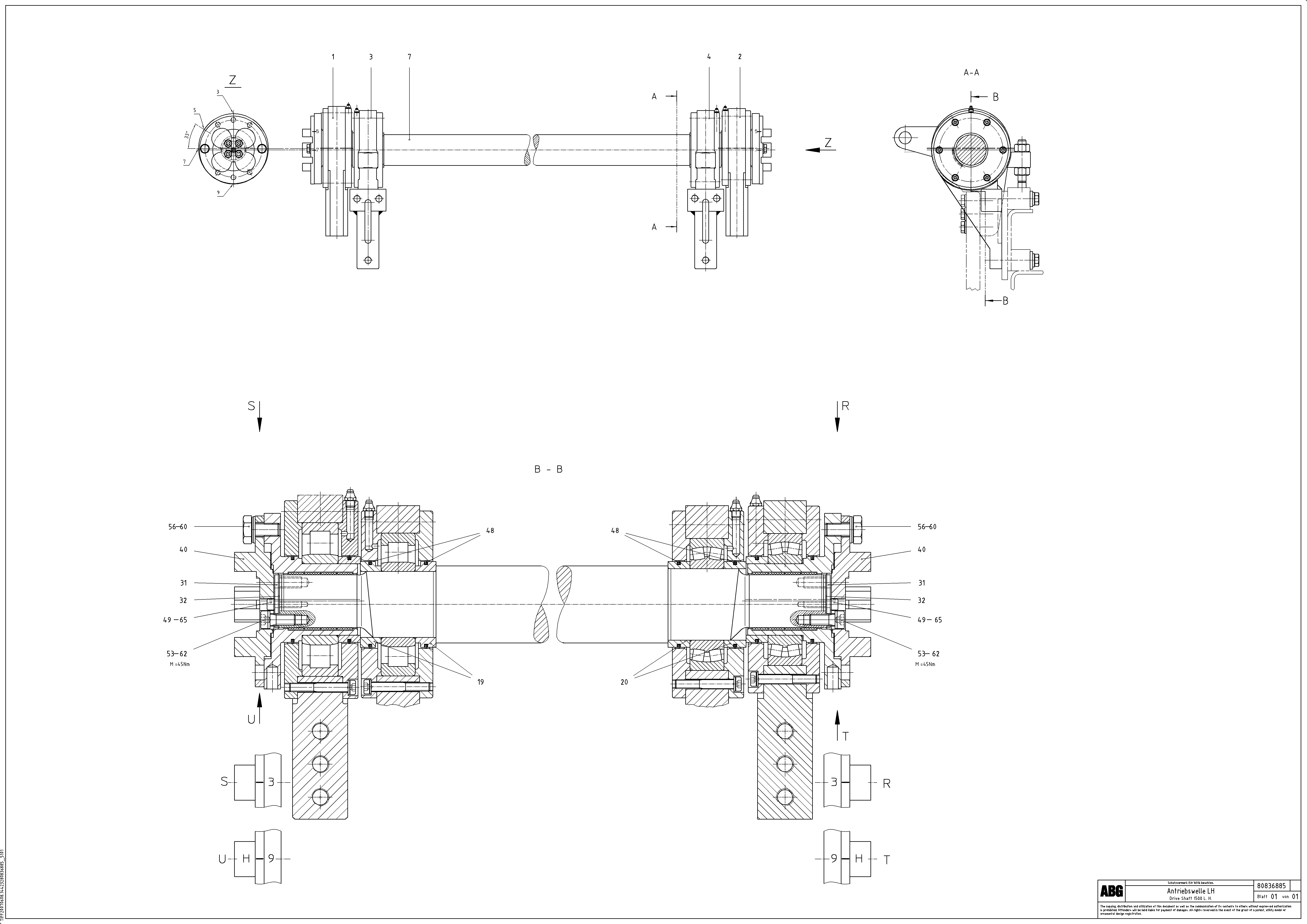 Схема запчастей Volvo ABG7820B - 80576 Drive shaft for extension MB 122 ATT. SCREEDS 2,5 -10,0M ABG7820, ABG7820B