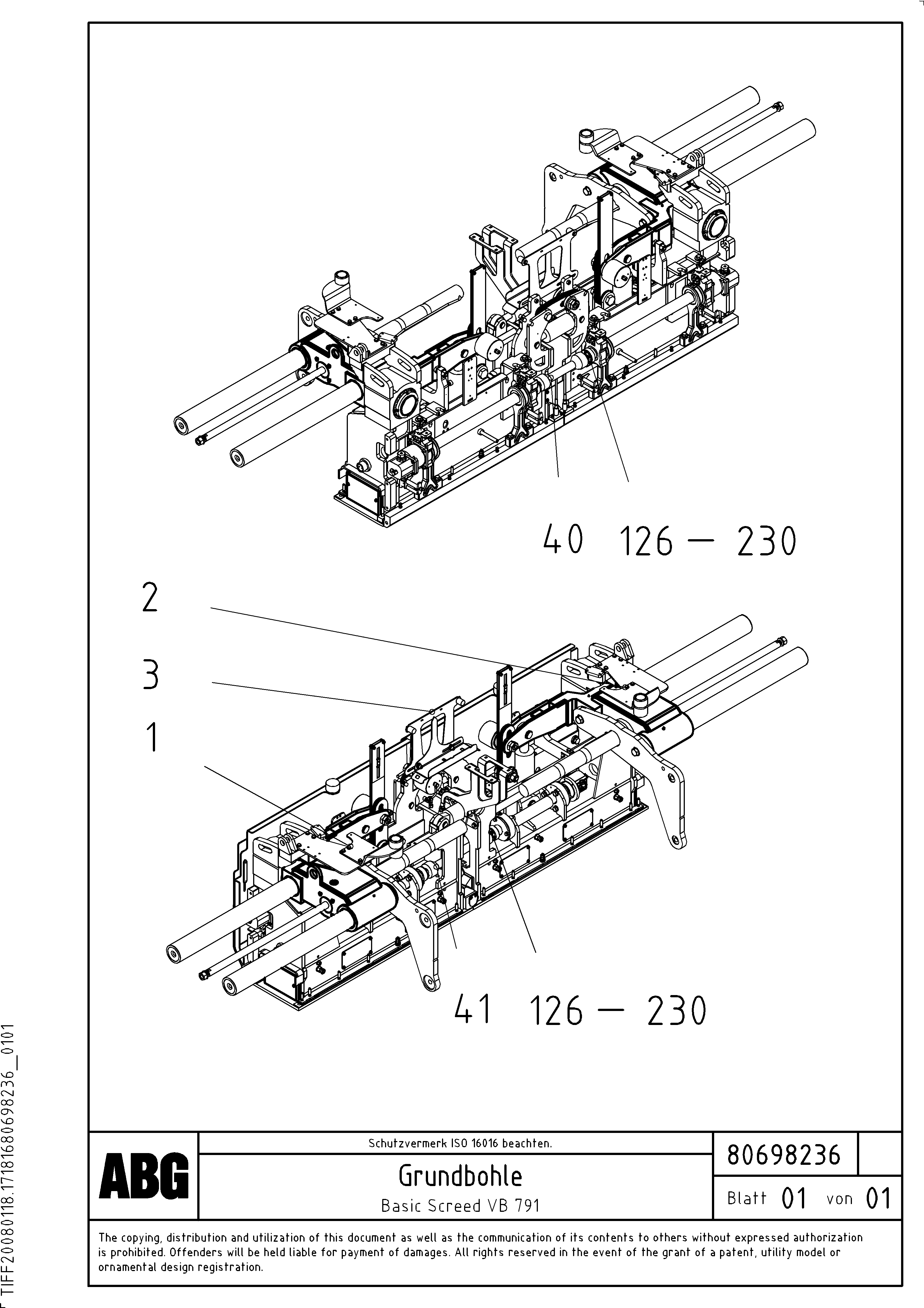 Схема запчастей Volvo ABG7820B - 78918 Basic screed VB 79 ETC ATT. SCREEDS 2,5 - 9,0M ABG7820, ABG7820B