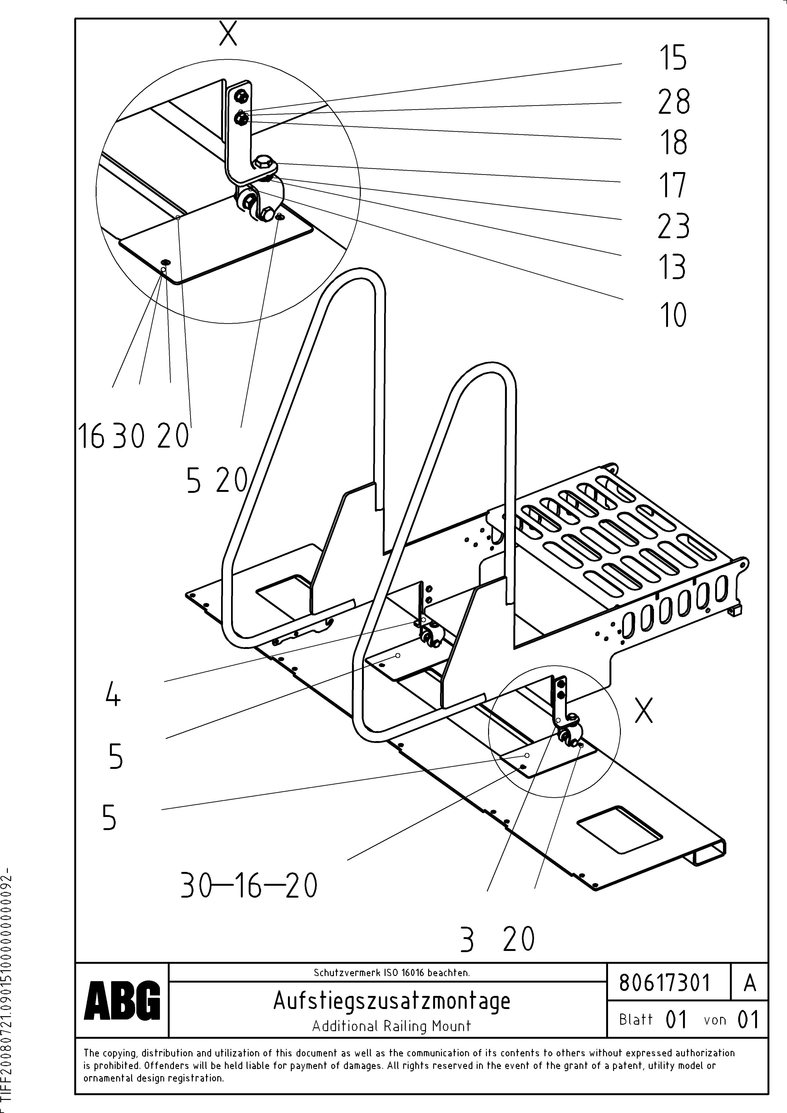 Схема запчастей Volvo ABG7820B - 62996 Additional railing mounting for basic screed VDT-V 89 ETC ATT. SCREEDS 3,0 - 9,0M ABG7820, ABG7820B