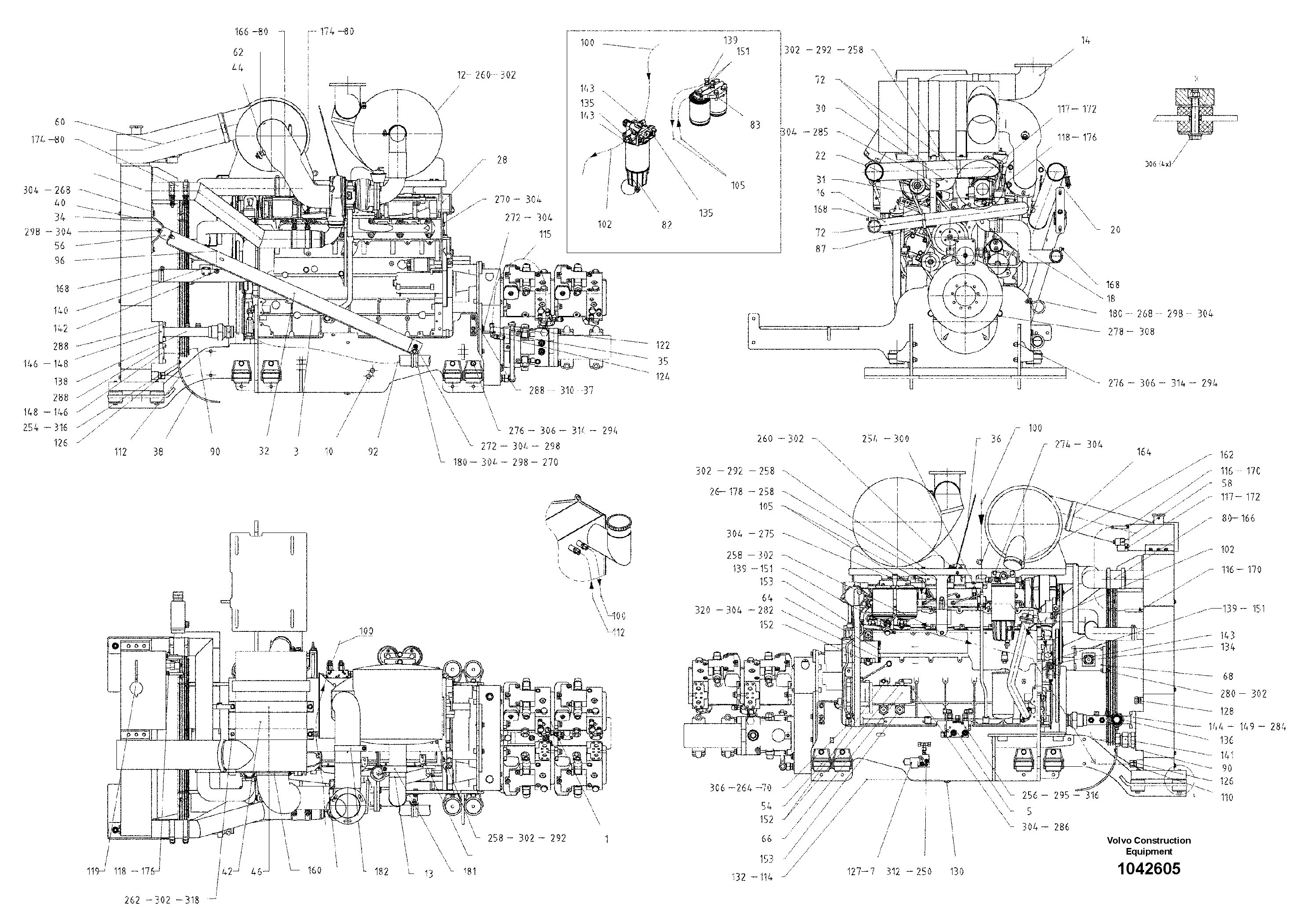 Схема запчастей Volvo ABG8820B - 103640 Basic Engine ABG8820/ABG8820B ABG8820 S/N 21098-23354 ABG8820B S/N 23355-