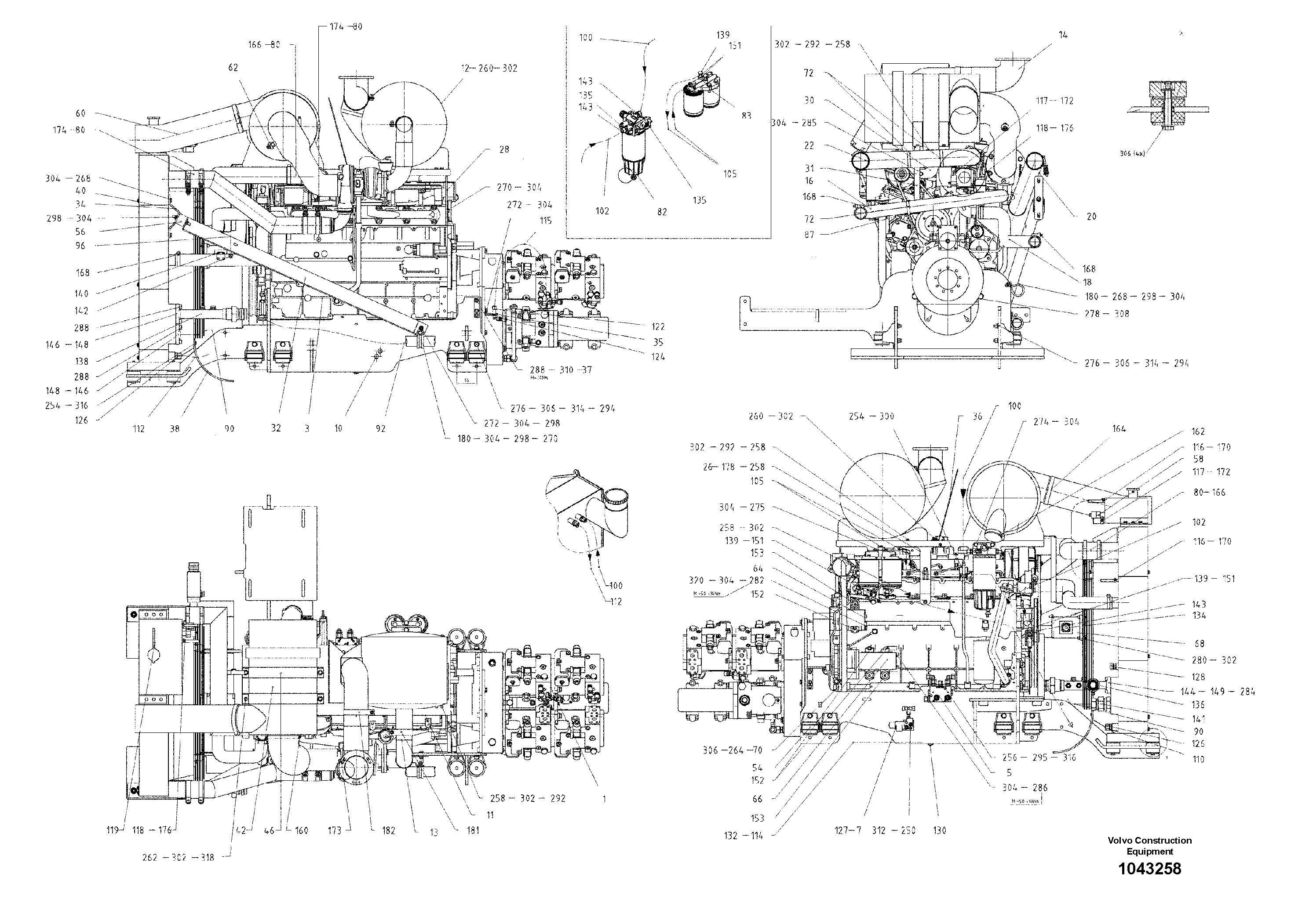Схема запчастей Volvo ABG8820B - 103641 Basic Engine ABG8820/ABG8820B ABG8820 S/N 21098-23354 ABG8820B S/N 23355-
