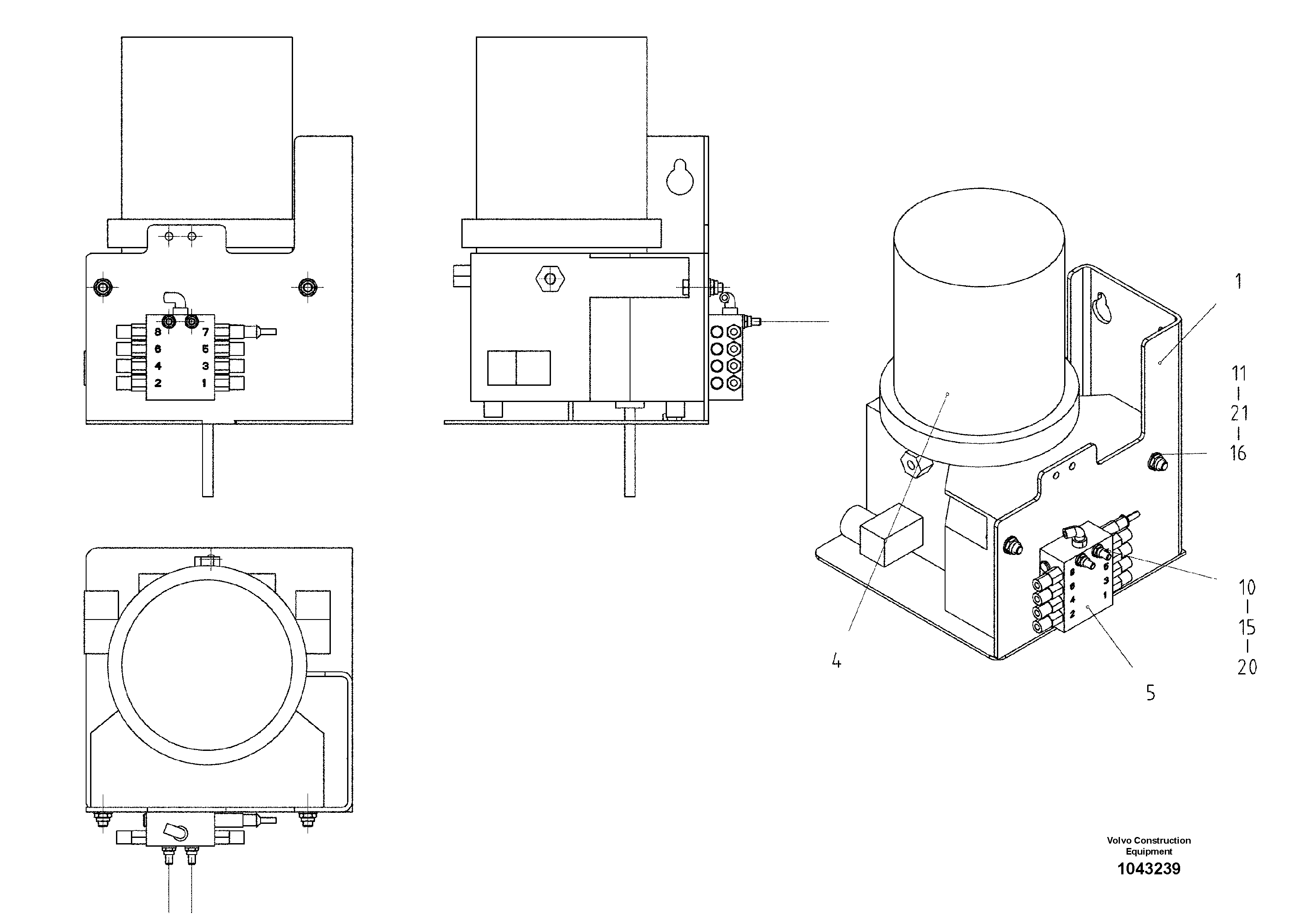 Схема запчастей Volvo ABG8820B - 56157 Central Lubrication Pump Assembly ABG8820/ABG8820B ABG8820 S/N 21098-23354 ABG8820B S/N 23355-