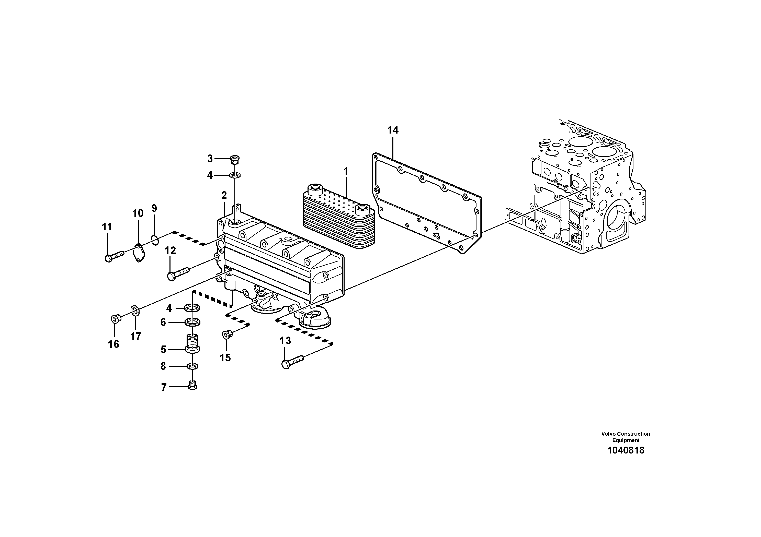 Схема запчастей Volvo ABG8820B - 57958 Масляный радиатор ABG8820/ABG8820B ABG8820 S/N 21098-23354 ABG8820B S/N 23355-