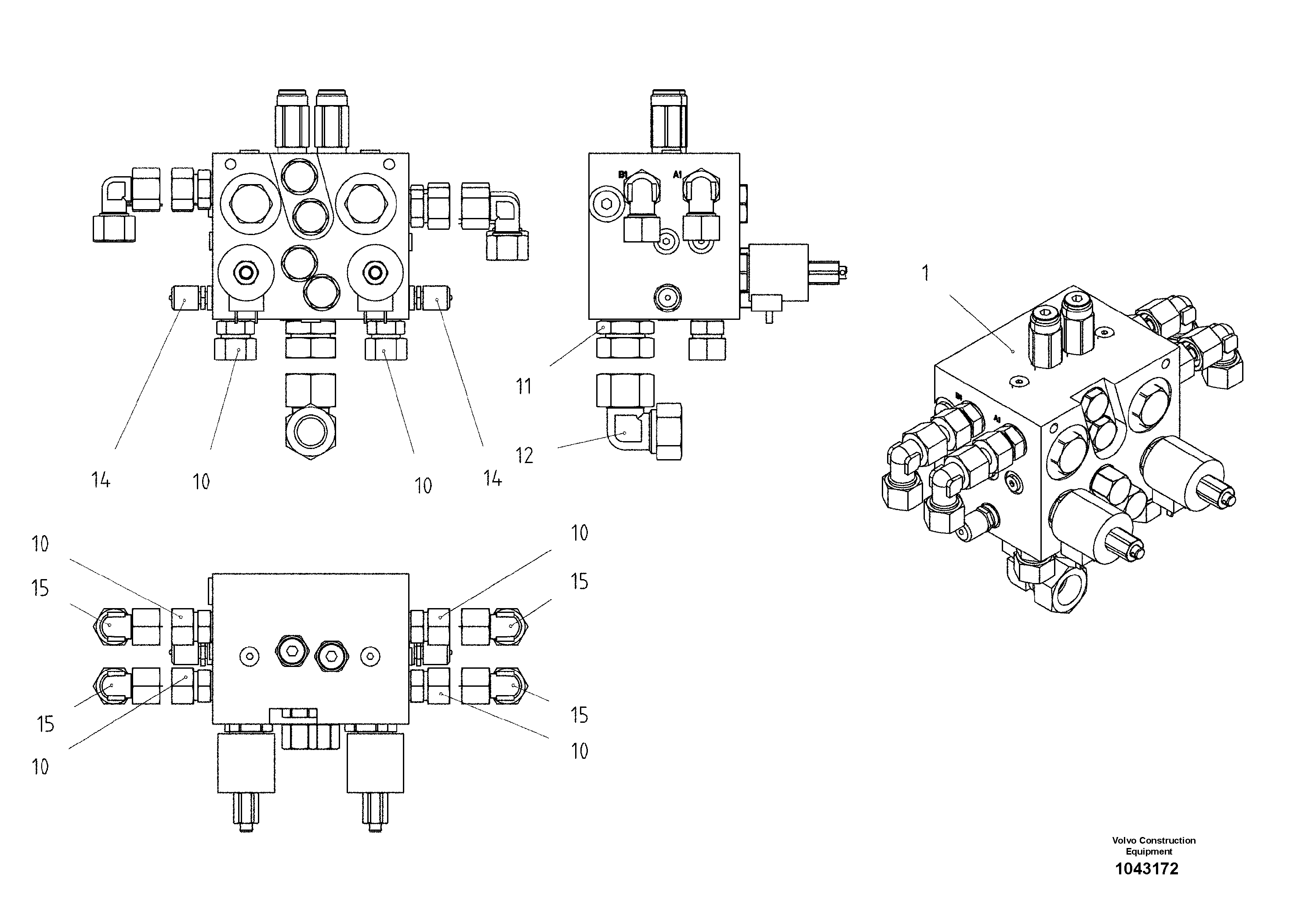 Схема запчастей Volvo ABG8820B - 56152 Valve block ABG8820/ABG8820B ABG8820 S/N 21098-23354 ABG8820B S/N 23355-