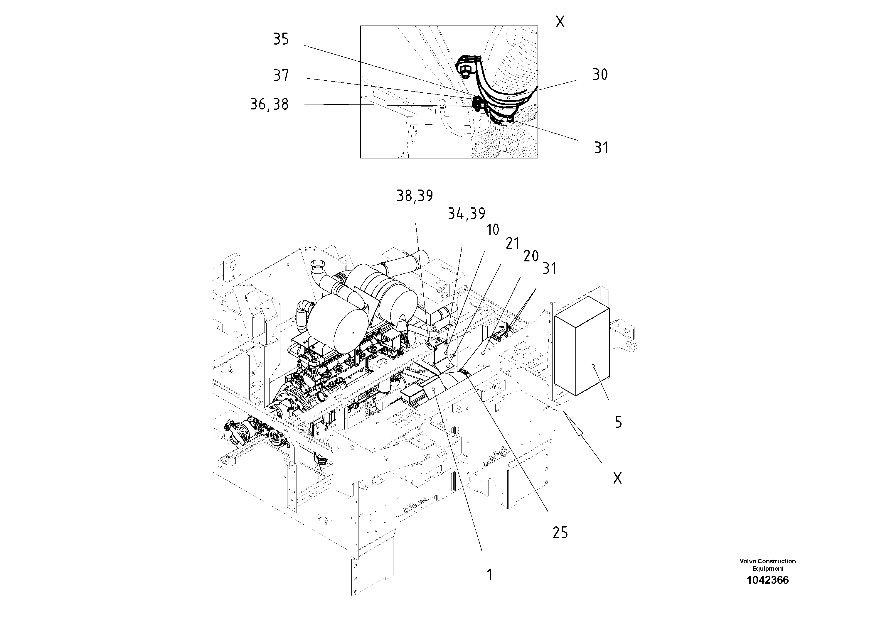 Схема запчастей Volvo ABG8820B - 67388 Alternator-mounting ABG8820/ABG8820B ABG8820 S/N 21098-23354 ABG8820B S/N 23355-