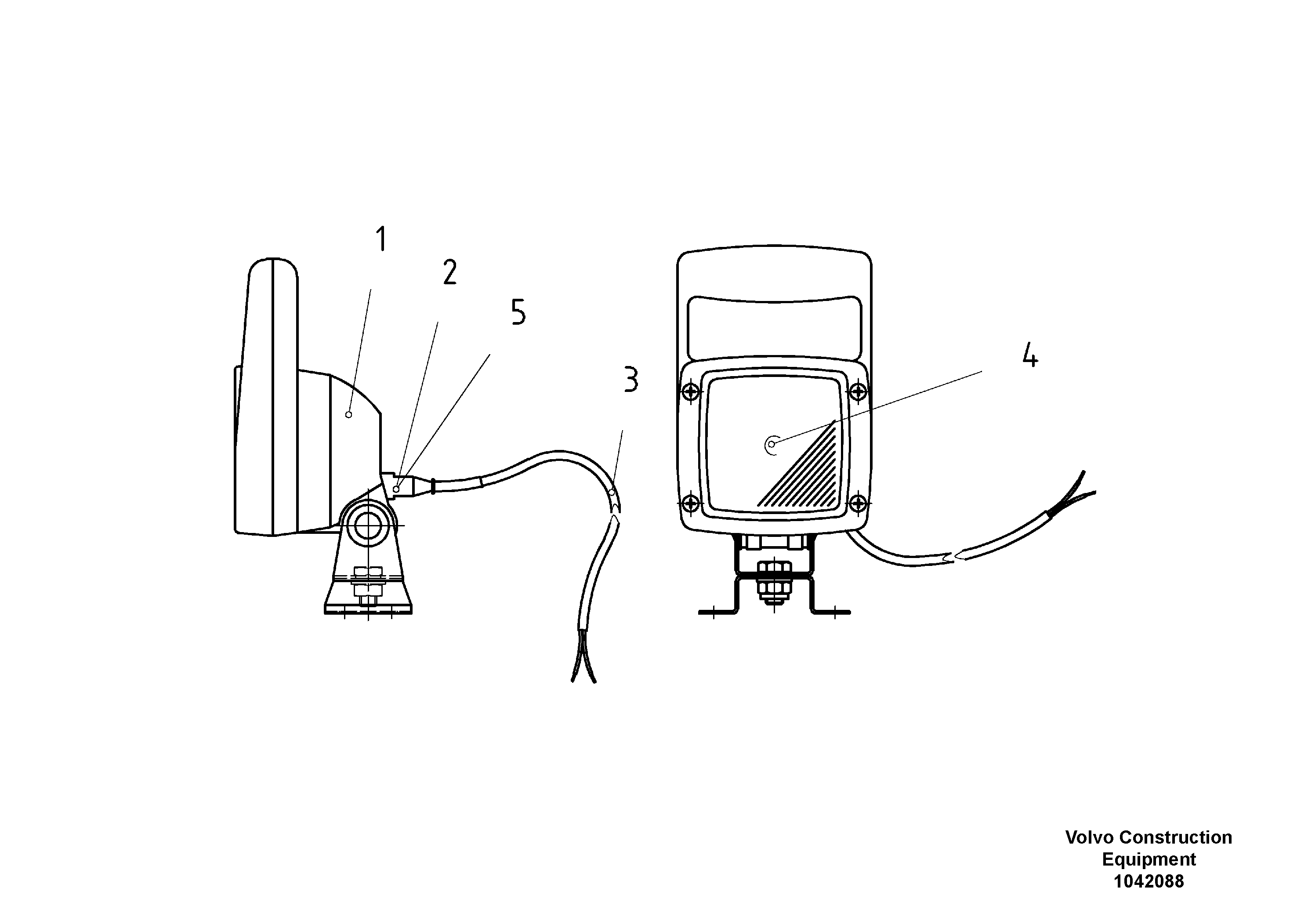 Схема запчастей Volvo ABG8820B - 55674 Headlight With Cable ABG8820/ABG8820B ABG8820 S/N 21098-23354 ABG8820B S/N 23355-