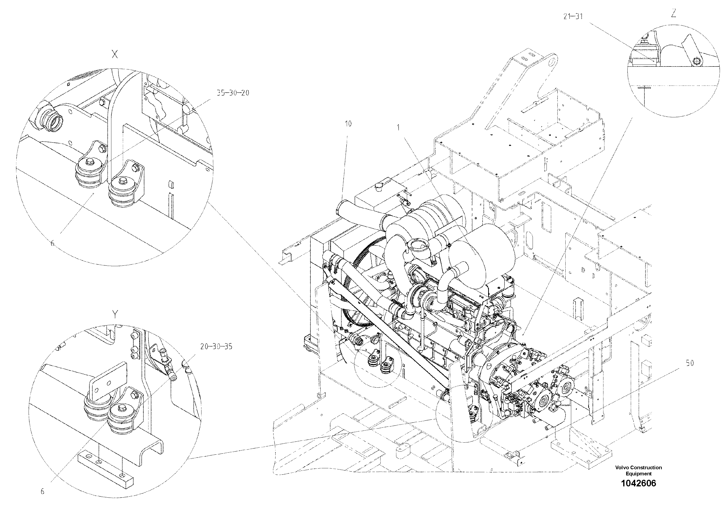 Схема запчастей Volvo ABG8820B - 55611 Power unit ABG8820/ABG8820B ABG8820 S/N 21098-23354 ABG8820B S/N 23355-