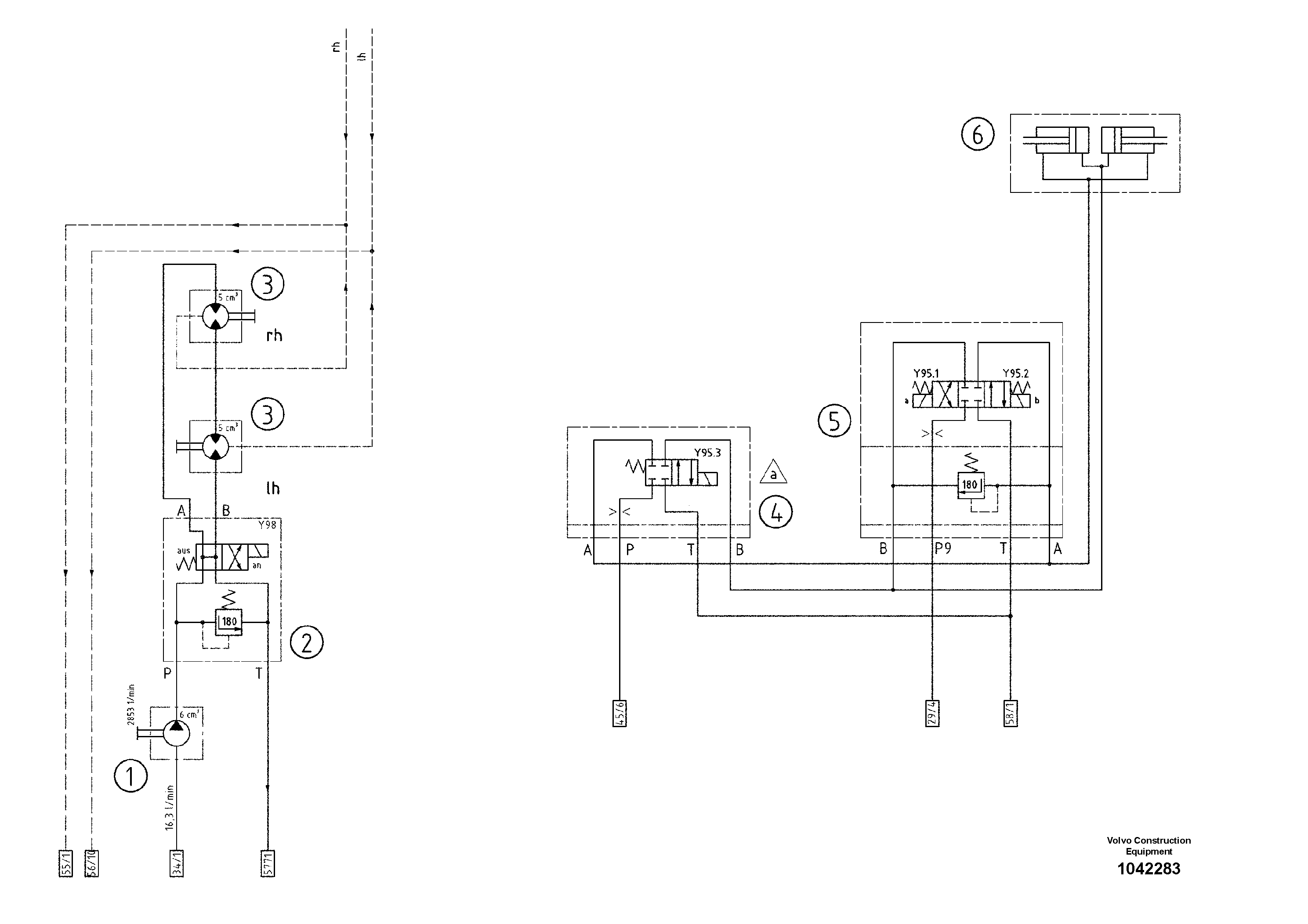 Схема запчастей Volvo ABG8820B - 52028 Hydraulic Diagram ABG8820/ABG8820B ABG8820 S/N 21098-23354 ABG8820B S/N 23355-