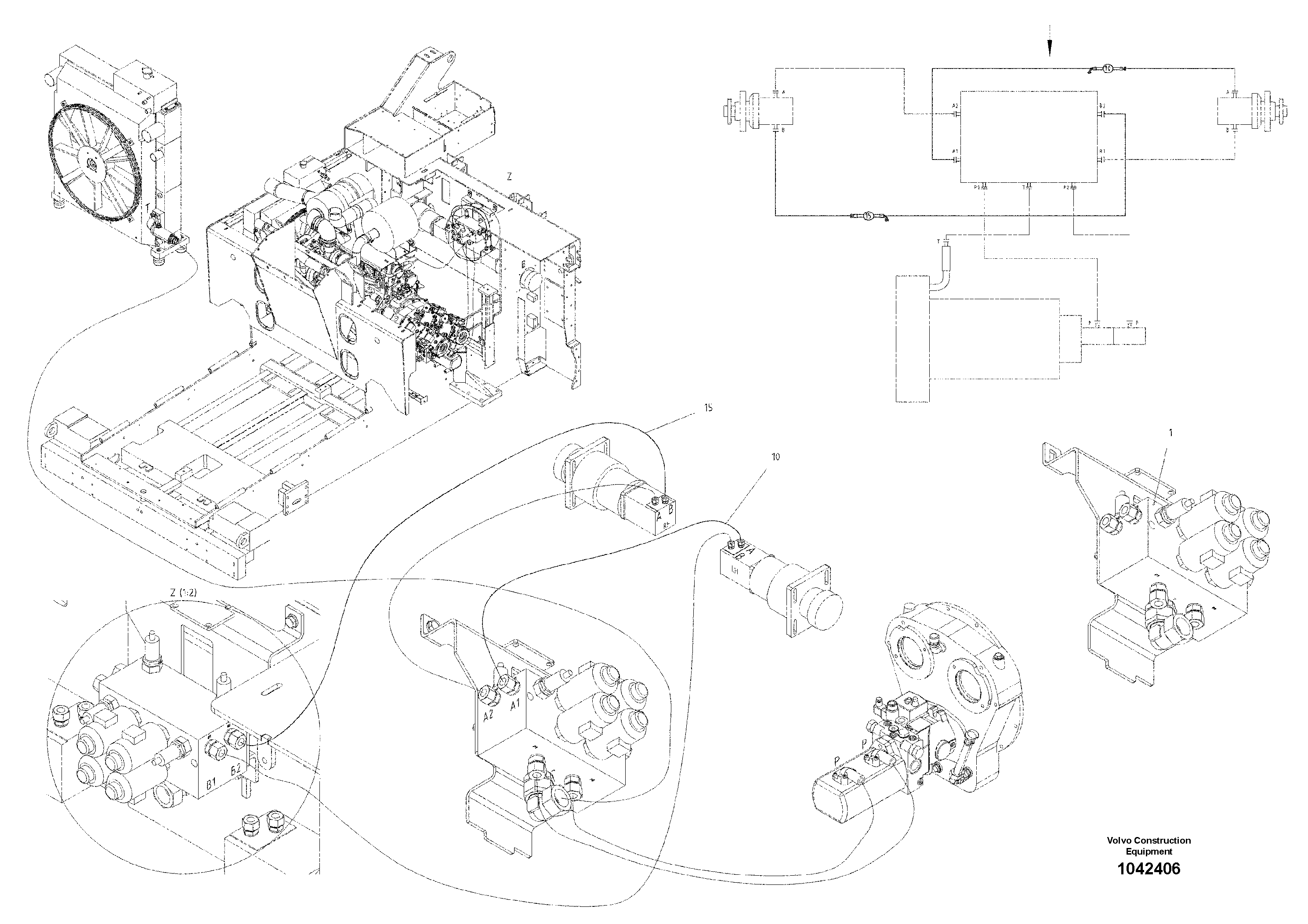 Схема запчастей Volvo ABG8820B - 48037 Hydraulics For Reversing Conveyor ABG8820/ABG8820B ABG8820 S/N 21098-23354 ABG8820B S/N 23355-