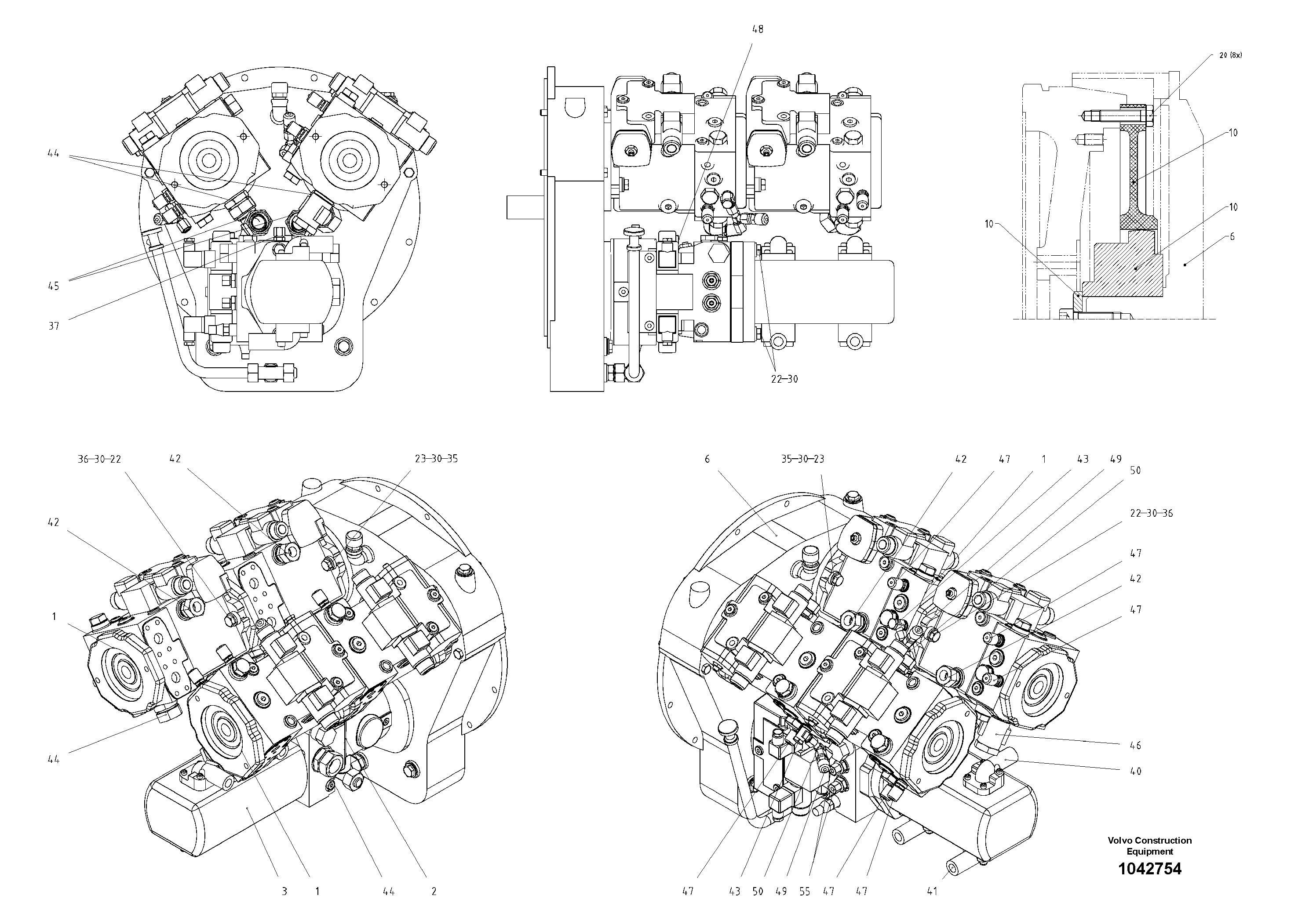 Схема запчастей Volvo ABG8820B - 47717 Distributor Gear ABG8820/ABG8820B ABG8820 S/N 21098-23354 ABG8820B S/N 23355-