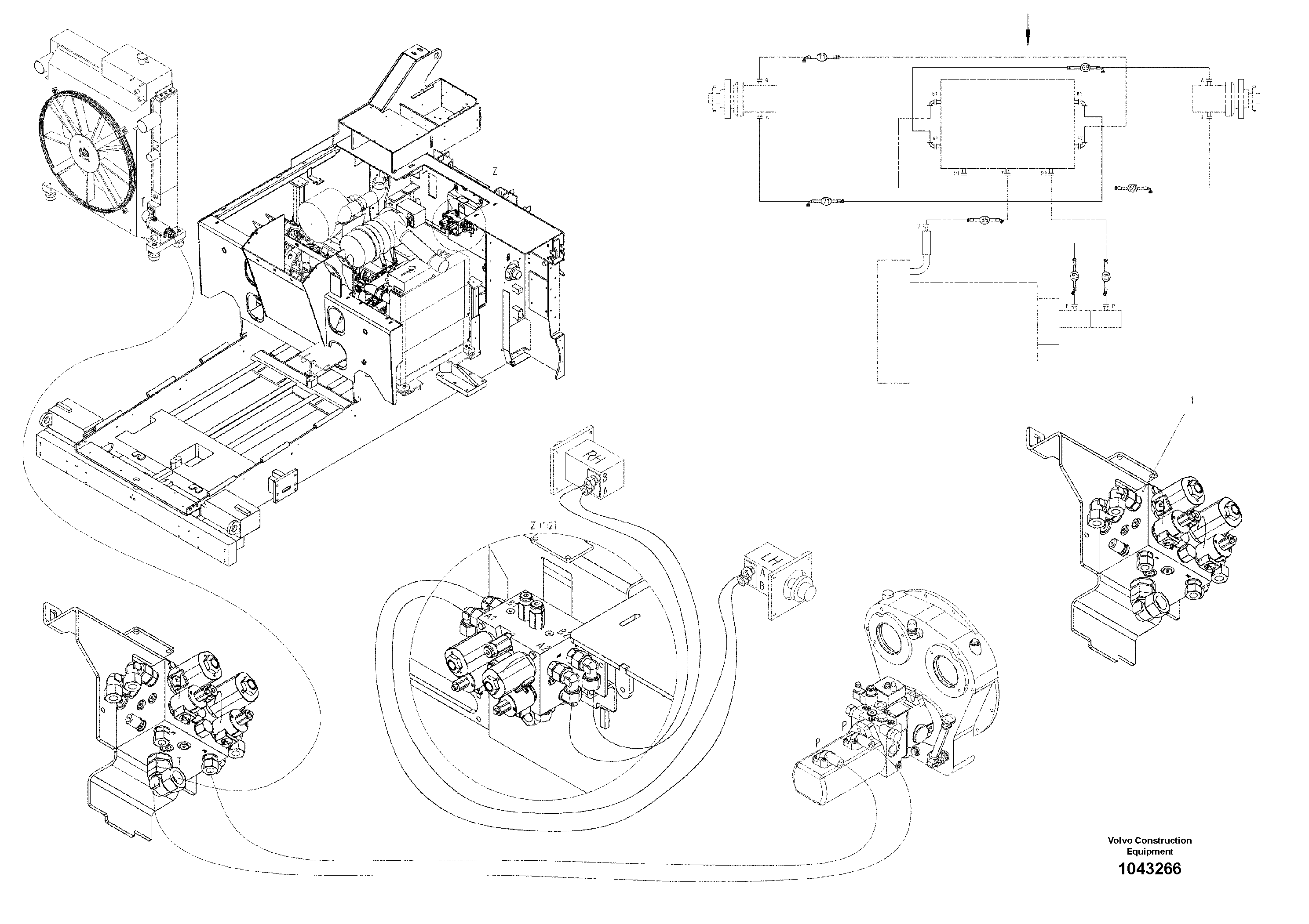 Схема запчастей Volvo ABG8820B - 56155 Hydraulics For Reversing Conveyor ABG8820/ABG8820B ABG8820 S/N 21098-23354 ABG8820B S/N 23355-