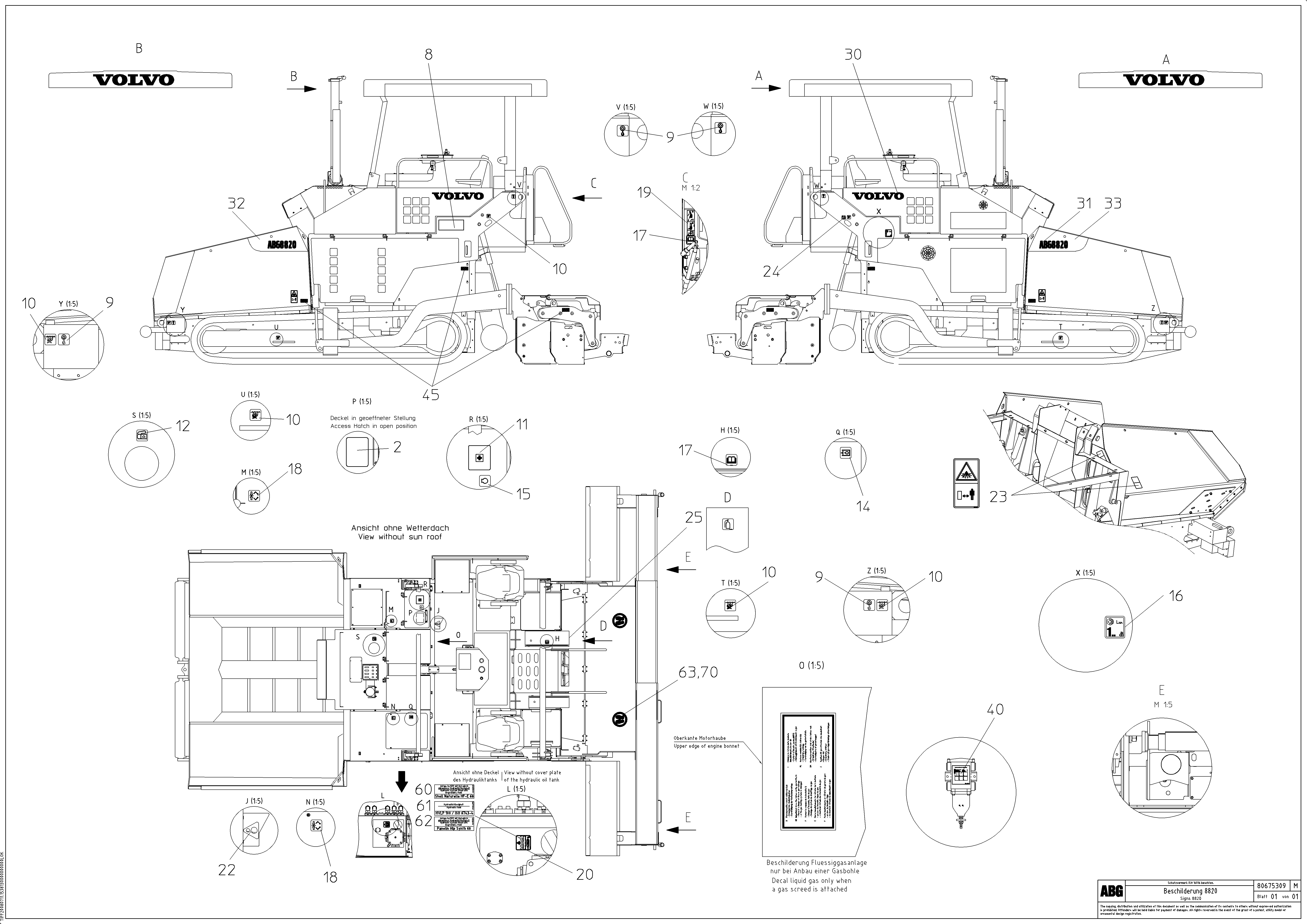 Схема запчастей Volvo ABG8820B - 764 Signs ABG8820/ABG8820B ABG8820 S/N 21098-23354 ABG8820B S/N 23355-