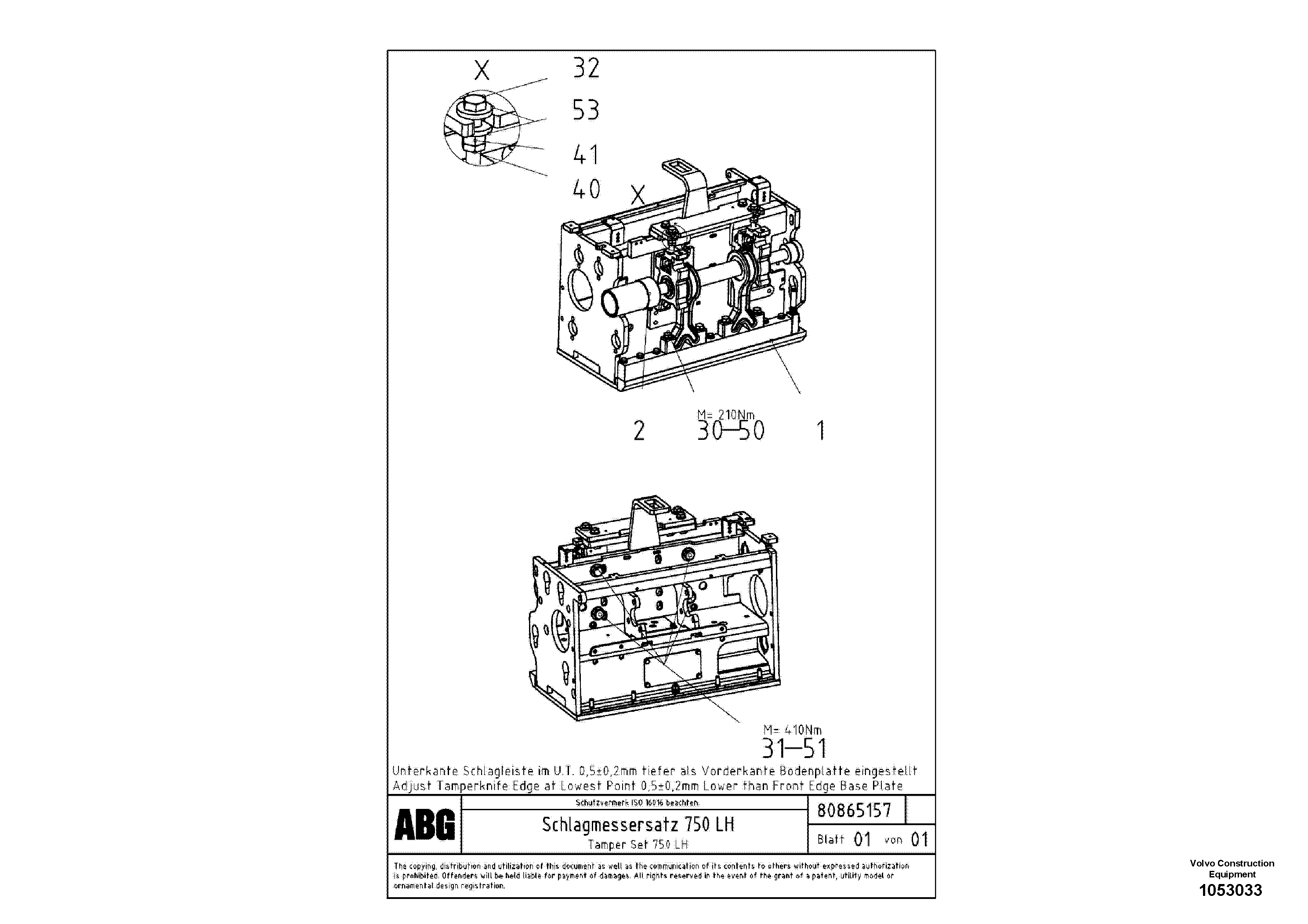 Схема запчастей Volvo ABG8820B - 80917 Tamper set for extension VB 78 ETC ATT. SCREED 2,5 - 9,0 M ABG8820/ABG8820B
