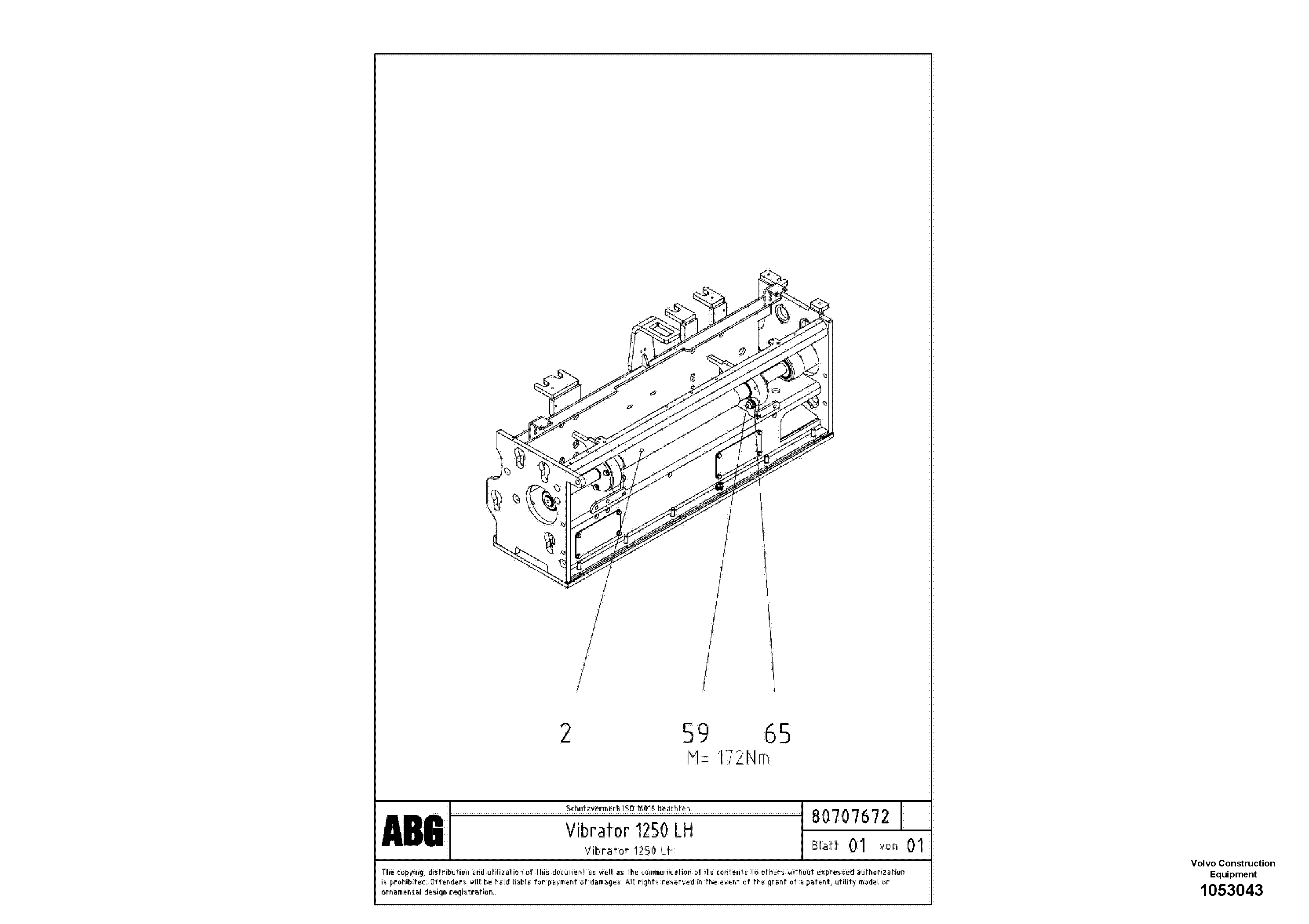 Схема запчастей Volvo ABG8820B - 80963 Vibrator shaft for extension VB 78 ETC ATT. SCREED 2,5 - 9,0 M ABG8820/ABG8820B