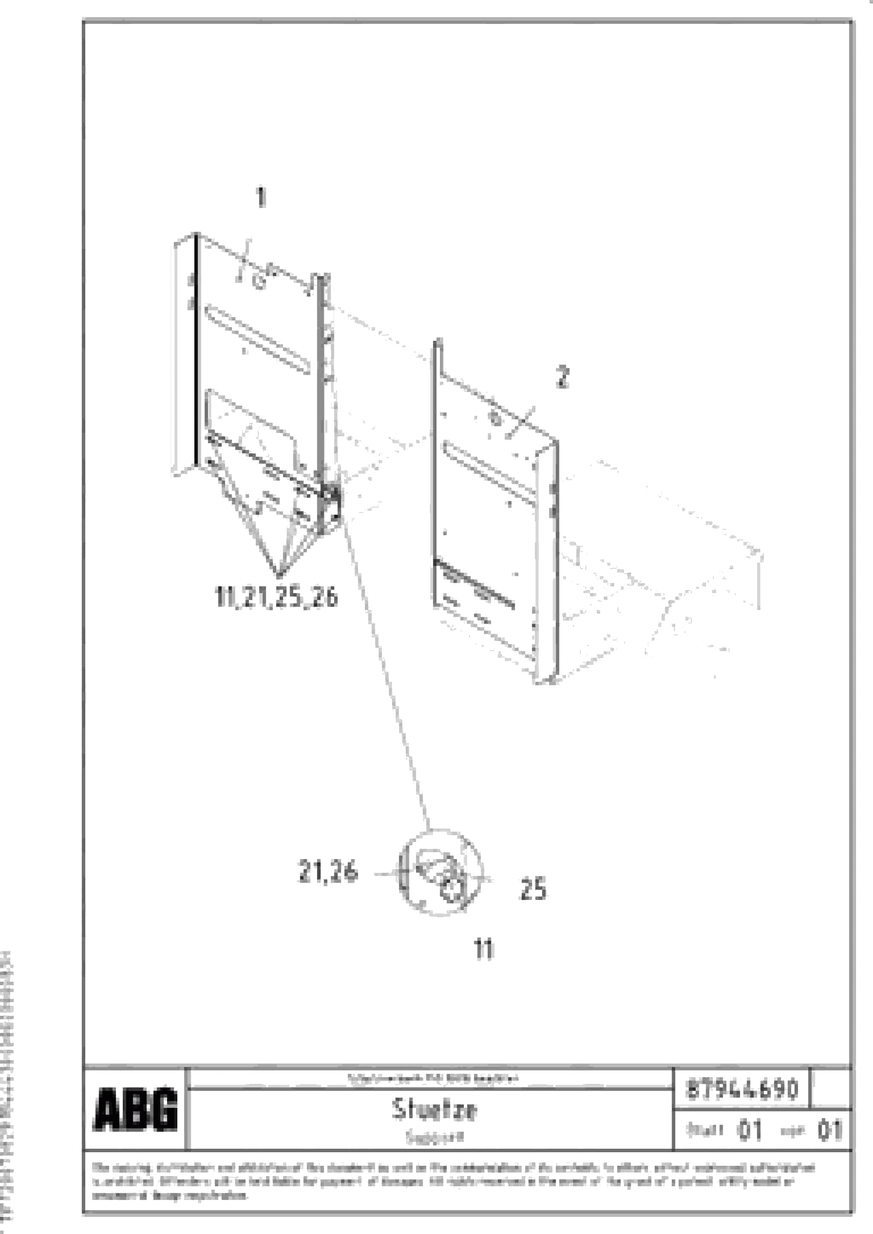Схема запчастей Volvo ABG8820B - 72601 Support for electric distribution box on paver VDT-V 78 ETC ATT. SCREED 2,5 - 9,0 M ABG8820/ABG8820B