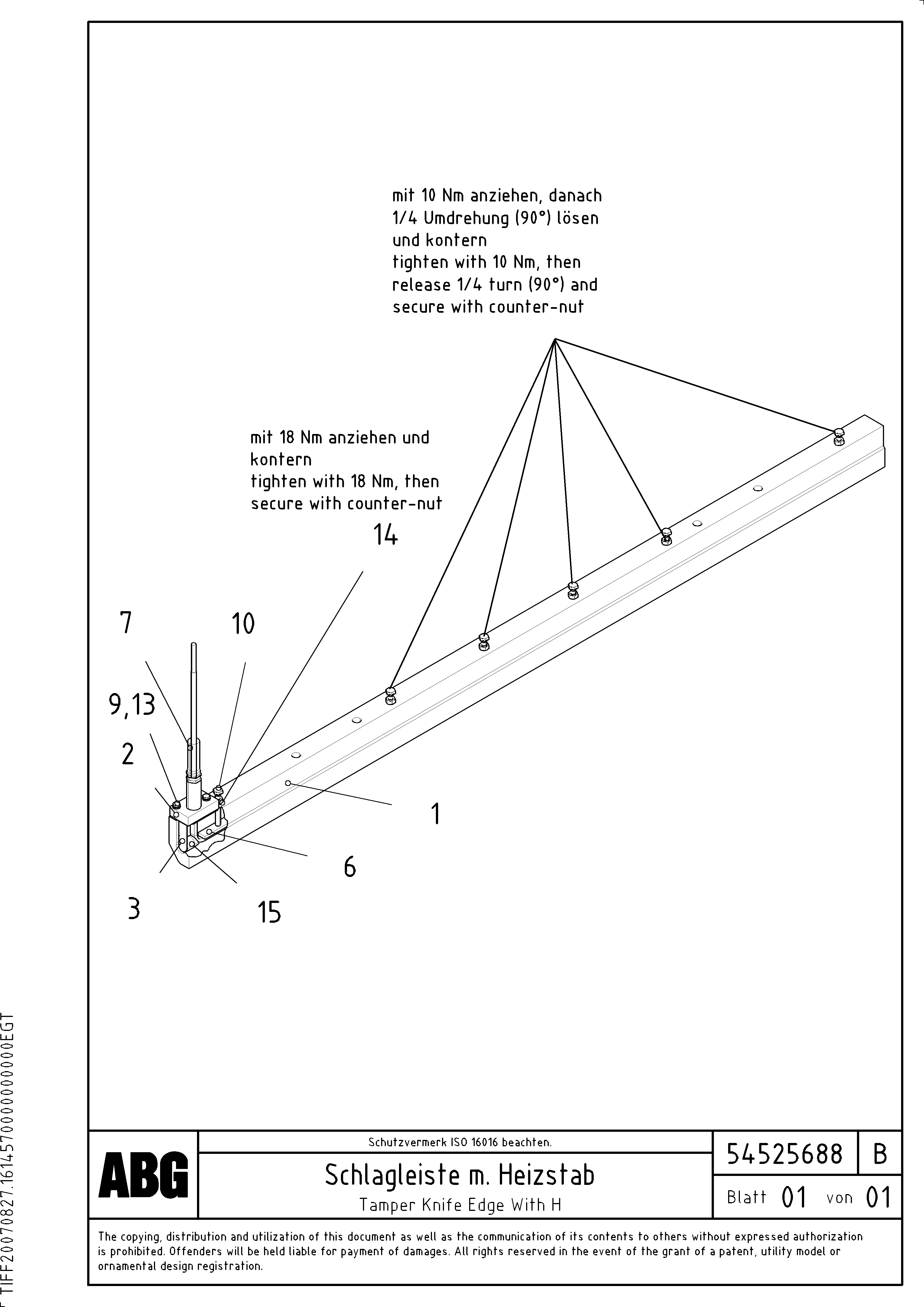 Схема запчастей Volvo ABG8820B - 90244 Tamper knife edge with heating VB 88 ETC ATT. SCREED 3,0 - 10,0M ABG8820, ABG8820B