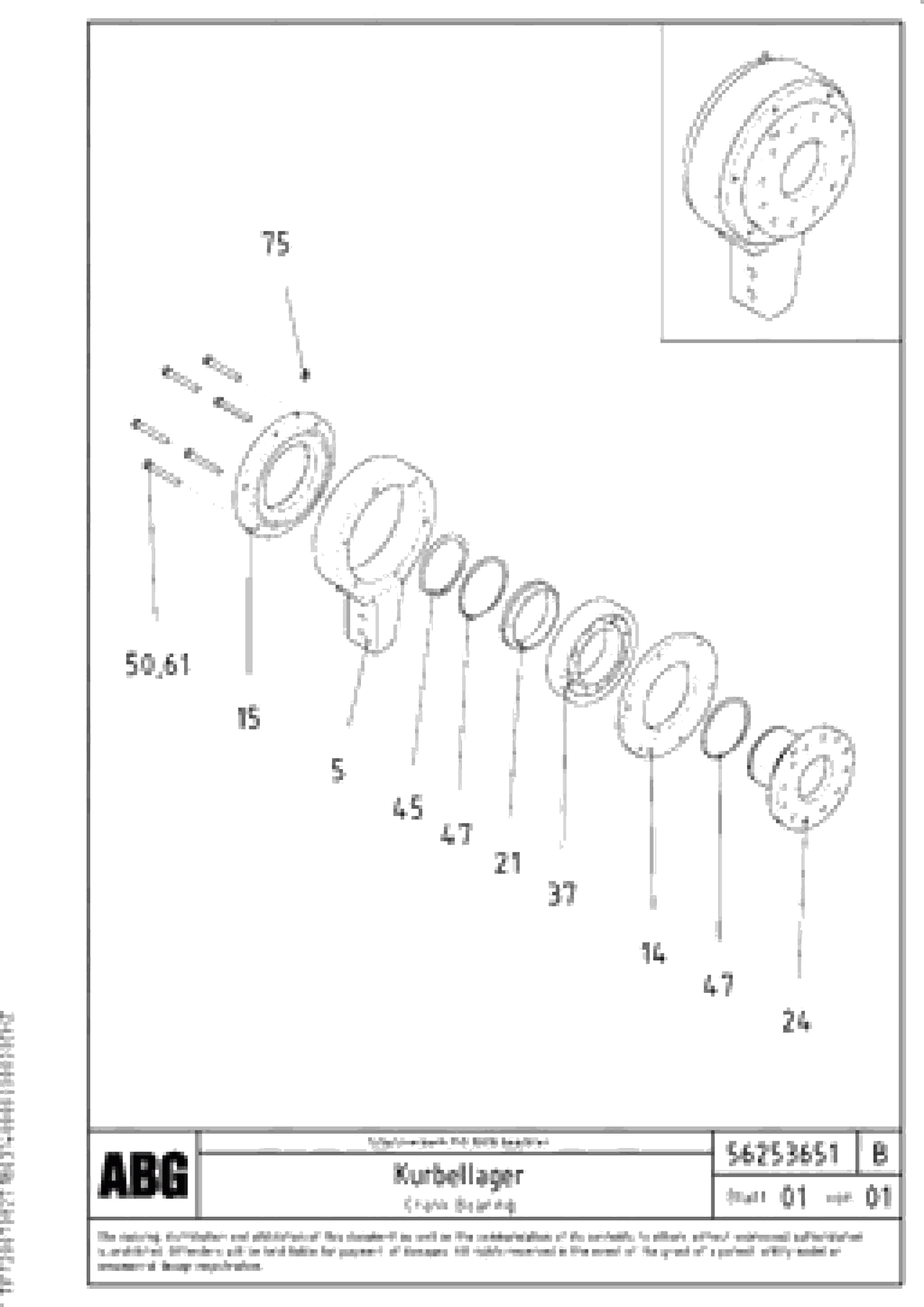Схема запчастей Volvo ABG8820B - 87883 Crank bearing VDT 121 ATT. SCREEDS 2,5 -13,0M ABG8820/ABG8820B