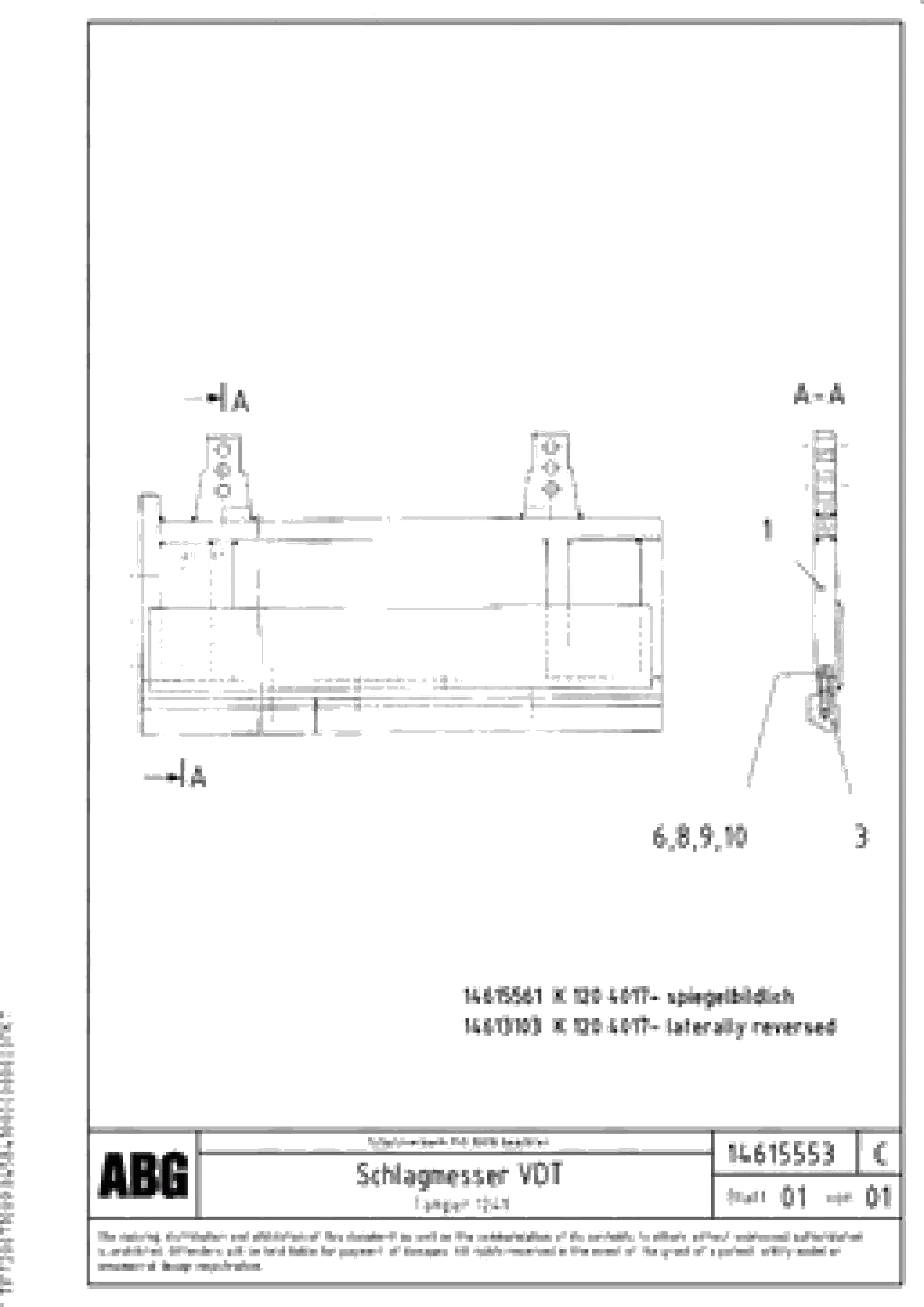 Схема запчастей Volvo ABG8820B - 88122 Tamper for extension VDT 121 ATT. SCREEDS 2,5 -13,0M ABG8820/ABG8820B