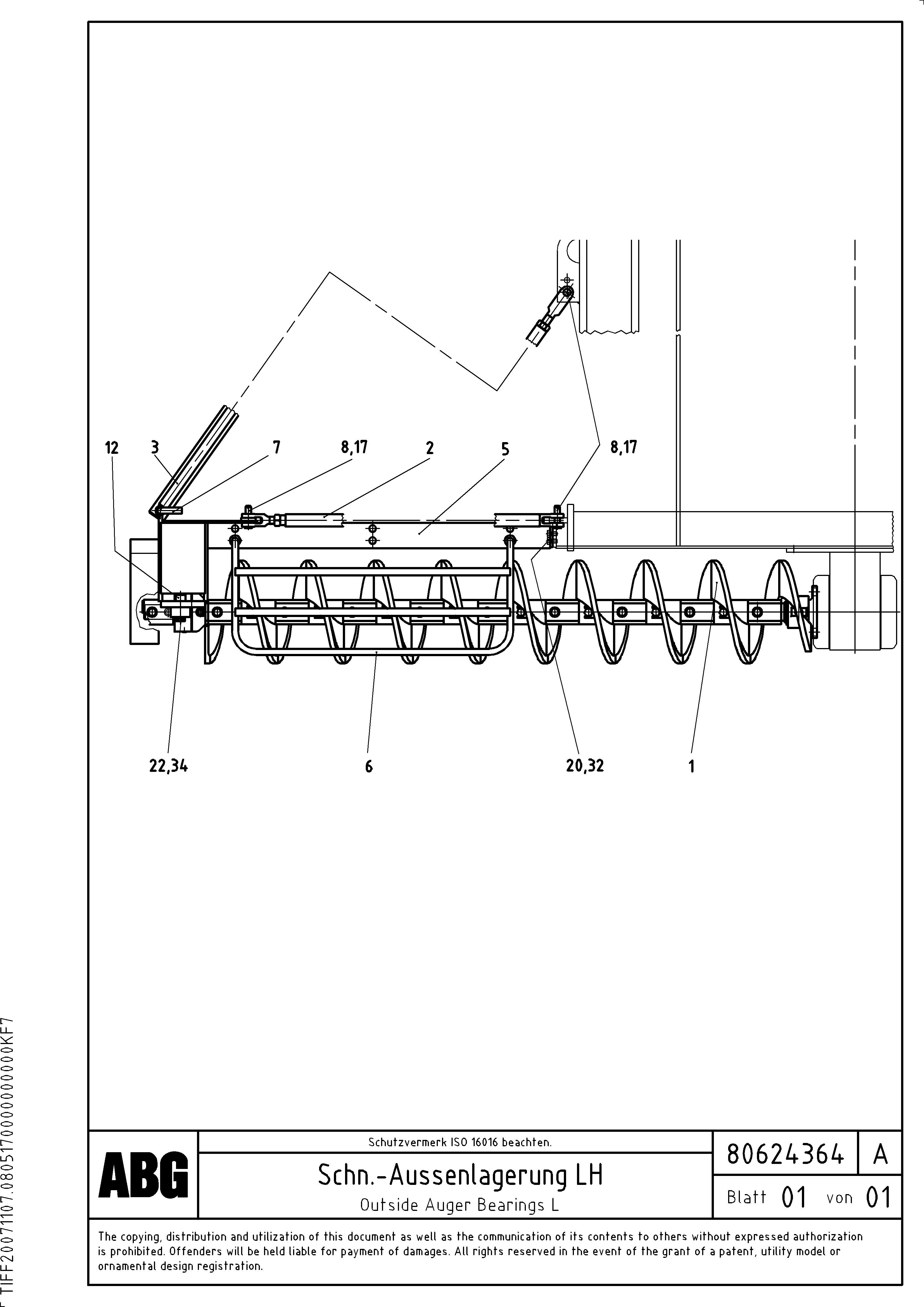 Схема запчастей Volvo ABG8820B - 69828 Outside auger bearings for auger extension VDT 121 VARIO ATT.SCREED 9,0 - 12,0M ABG8820/ABG8820B