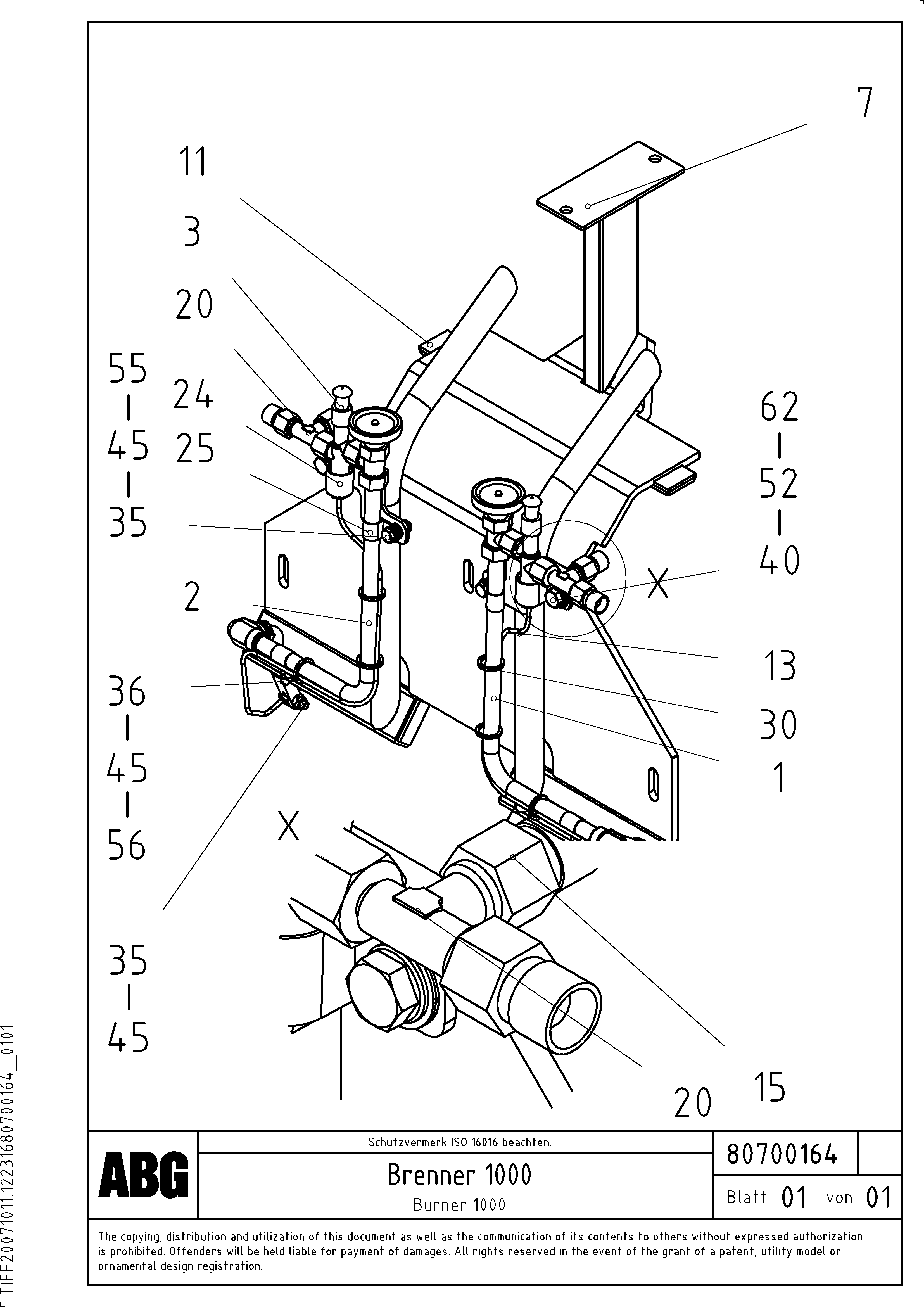 Схема запчастей Volvo ABG8820B - 67558 Gas burner for extension VDT 121 VARIO ATT.SCREED 9,0 - 12,0M ABG8820/ABG8820B