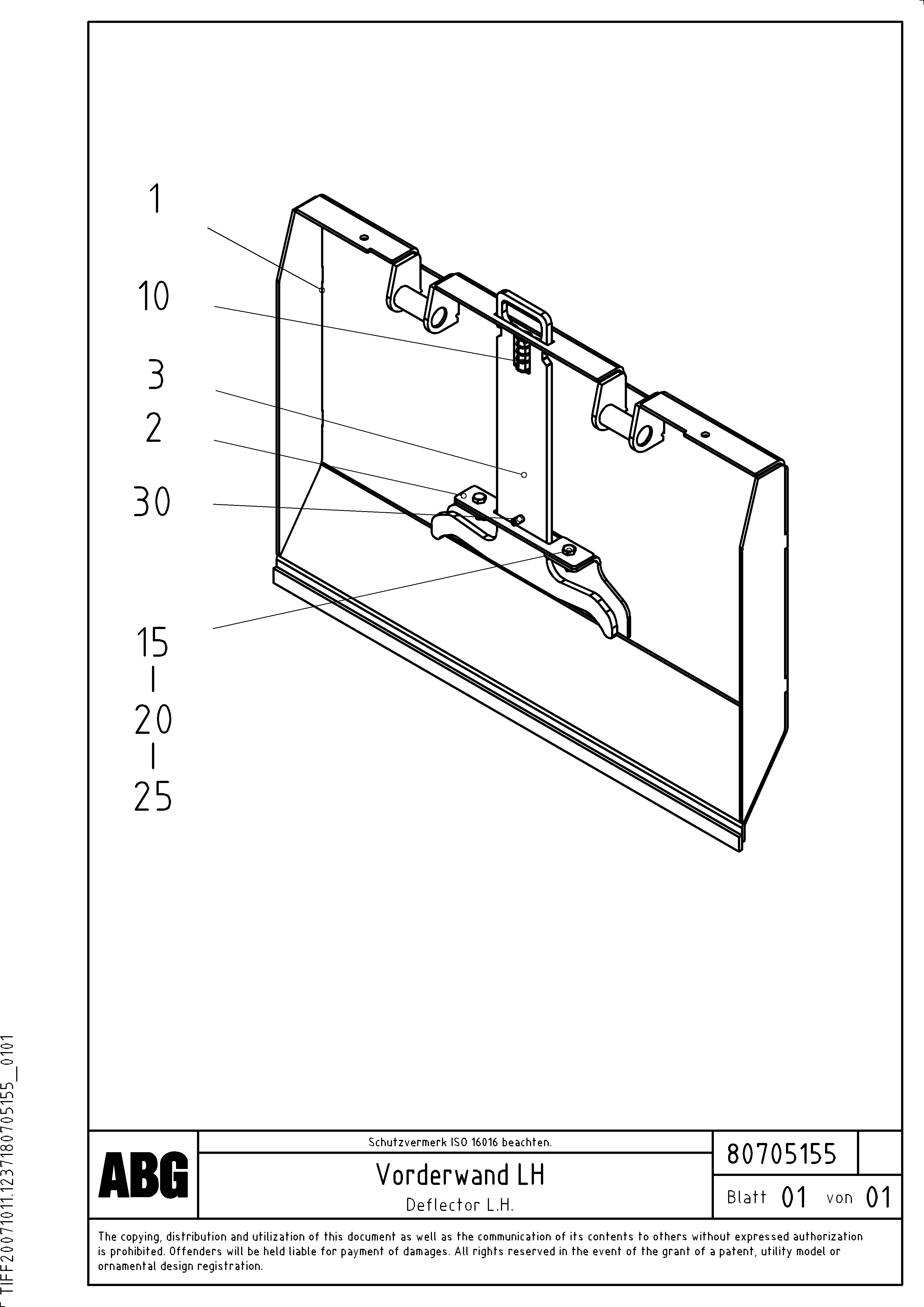 Схема запчастей Volvo ABG8820B - 71378 Deflector plate for extandable screed VDT 121 VARIO ATT.SCREED 9,0 - 12,0M ABG8820/ABG8820B