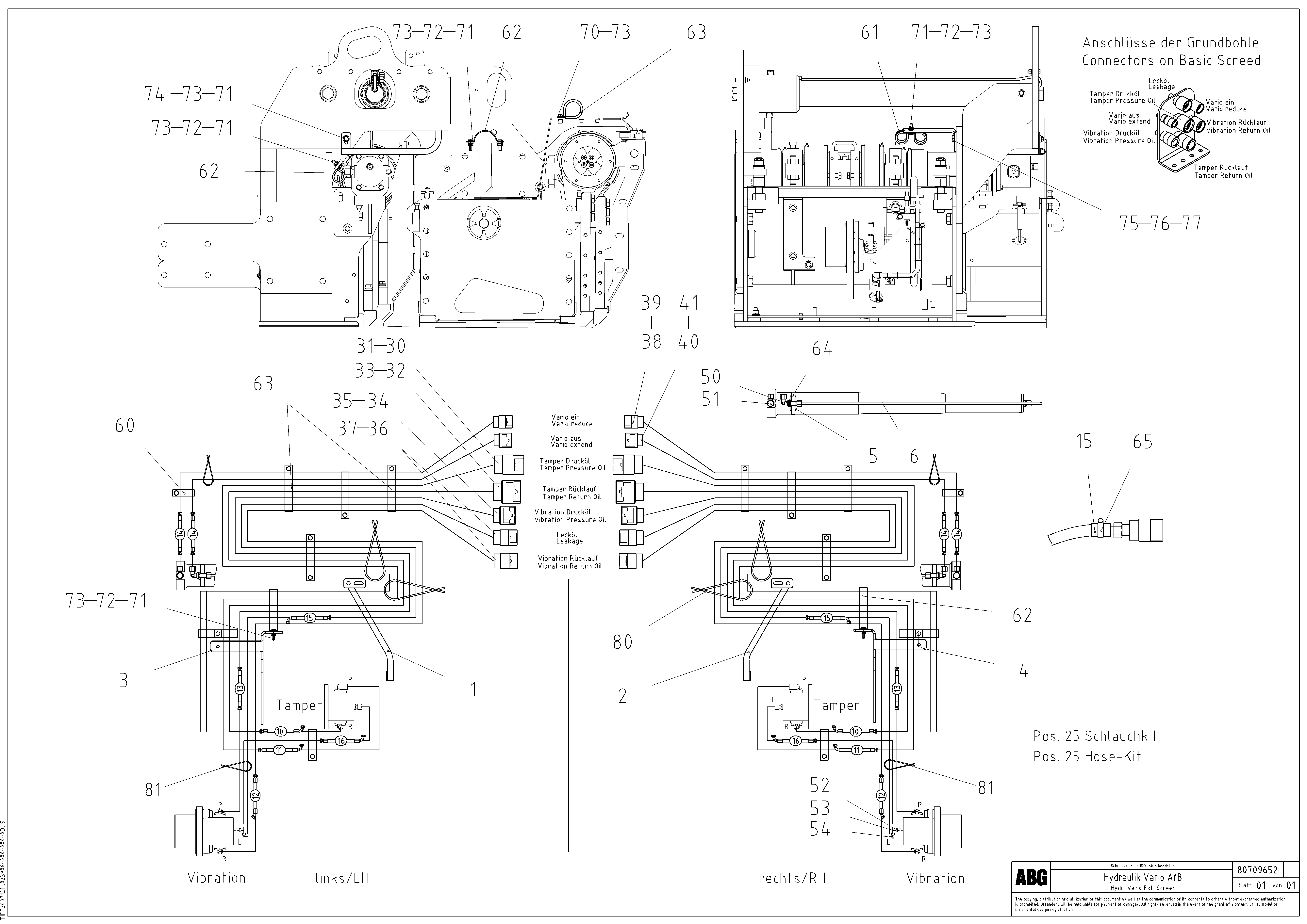 Схема запчастей Volvo ABG8820B - 68317 Hose lines for Vario extendable screed VDT 121 VARIO ATT.SCREED 9,0 - 12,0M ABG8820/ABG8820B