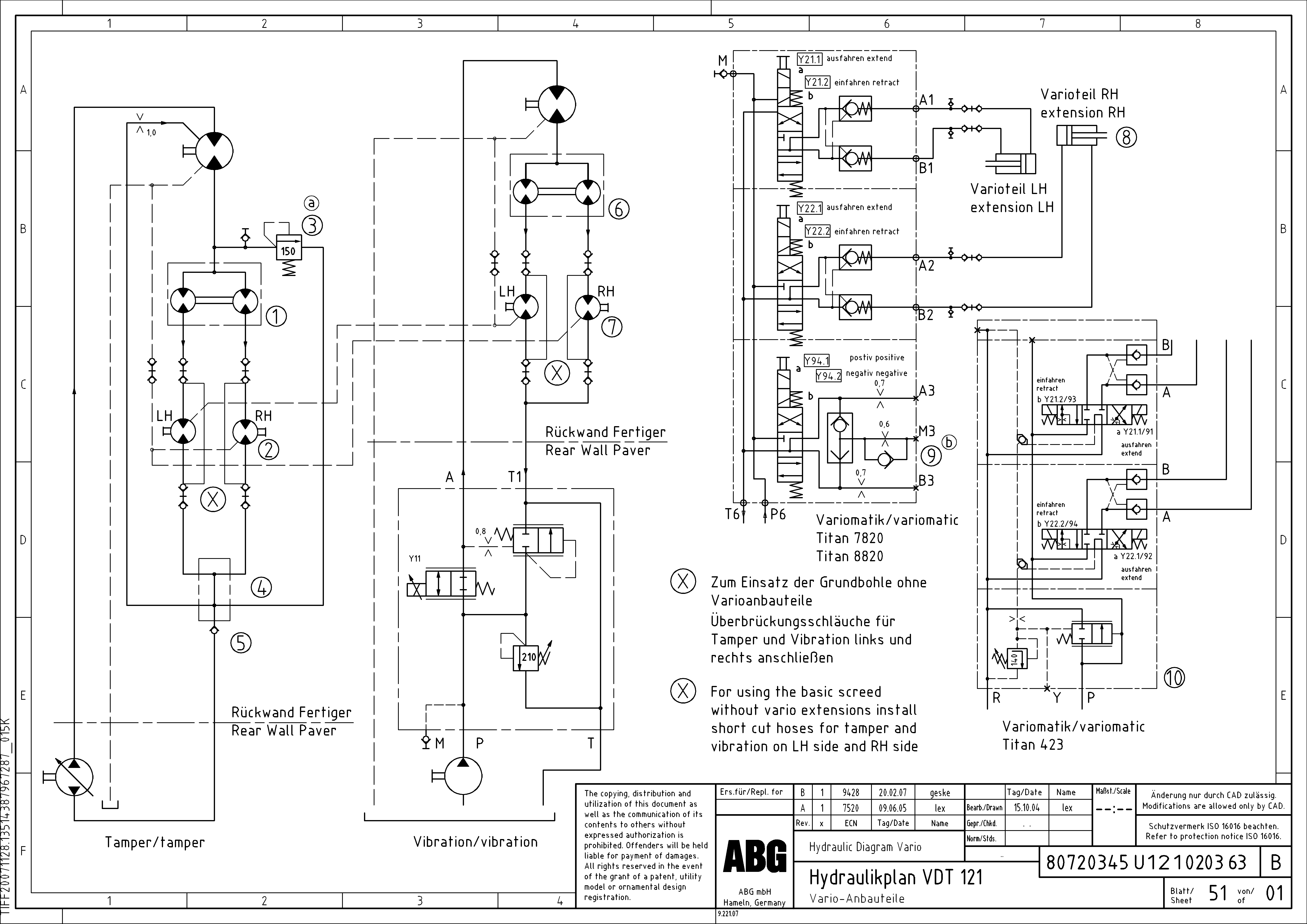 Схема запчастей Volvo ABG8820B - 69538 Hydraulics Vario VDT 121 VDT 121 VARIO ATT.SCREED 9,0 - 12,0M ABG8820/ABG8820B